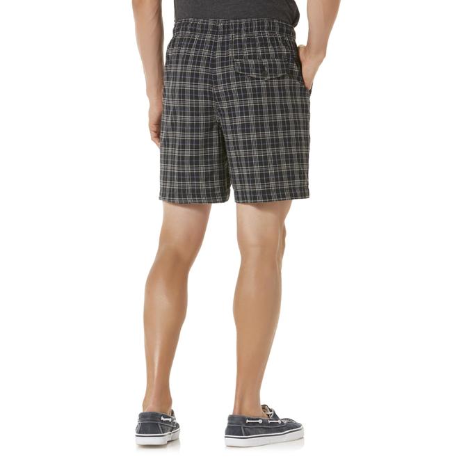 Basic Editions Men's Elastic Waist Shorts Plaid
