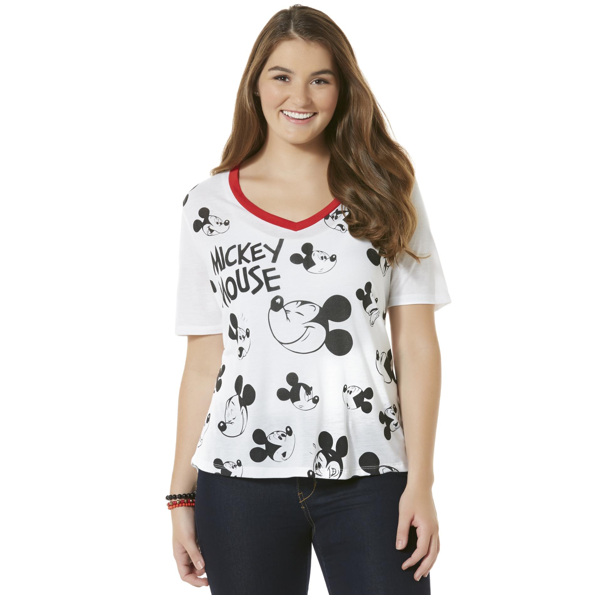 Mickey Mouse Women's Plus V-Neck Top