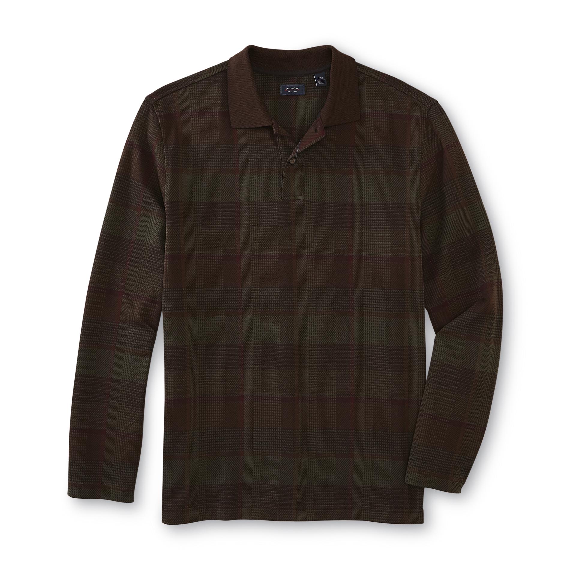 Arrow Men's LongSleeve Polo Shirt Plaid Shop Your Way Online