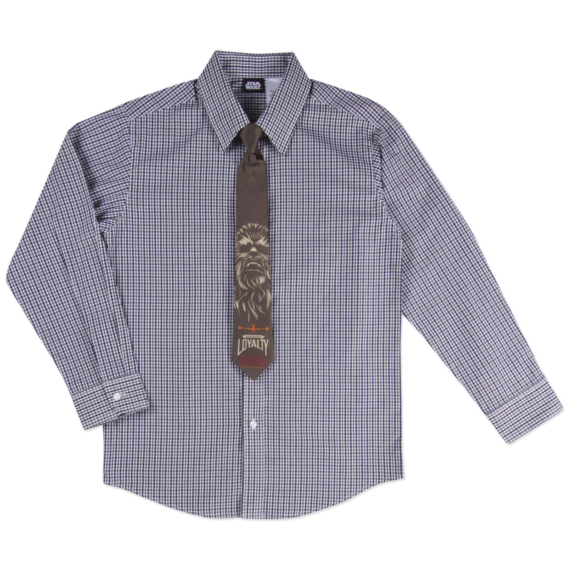 Chewbacca Boy's Dress Shirt & Necktie - Plaid