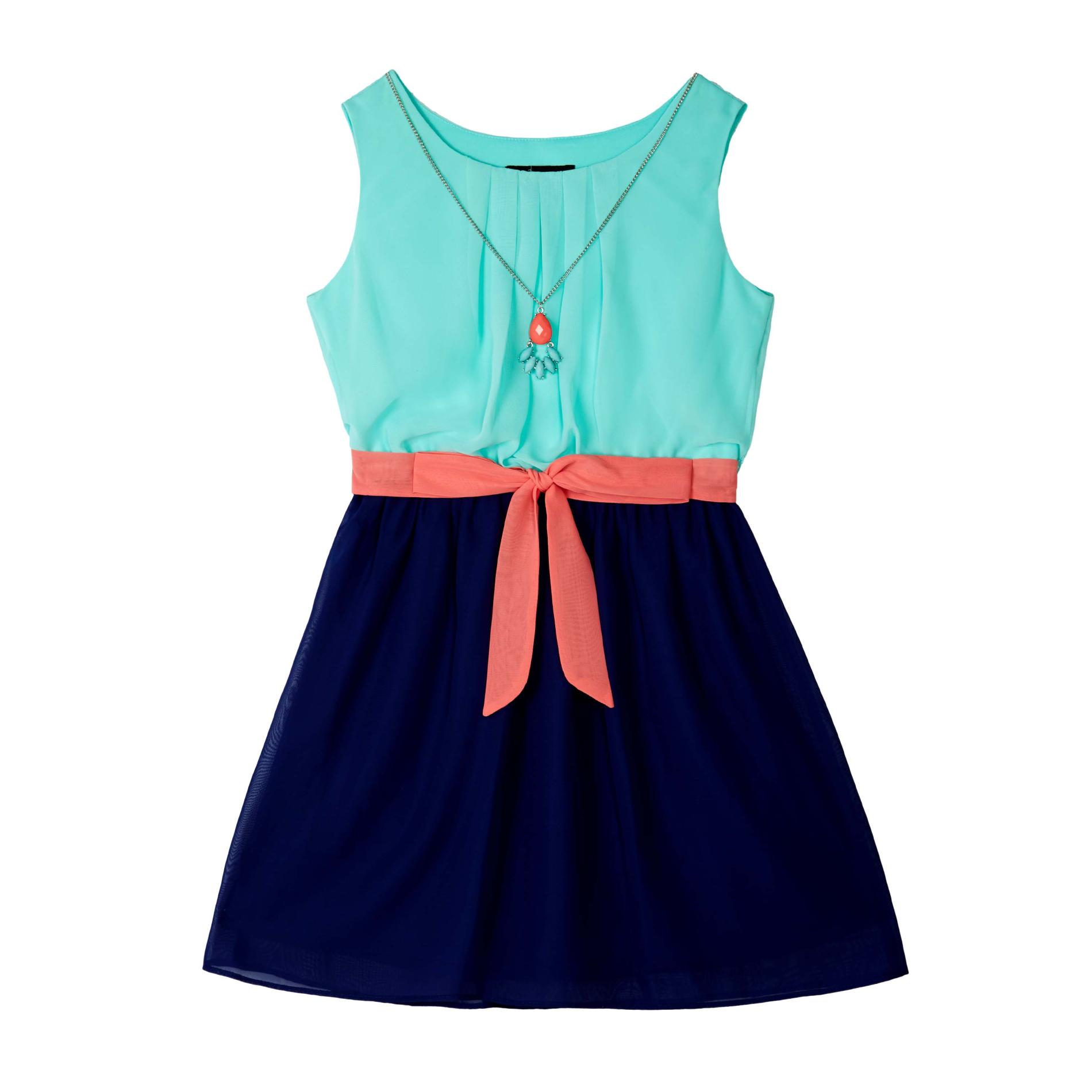 Girl's Necklace Dress - Colorblock