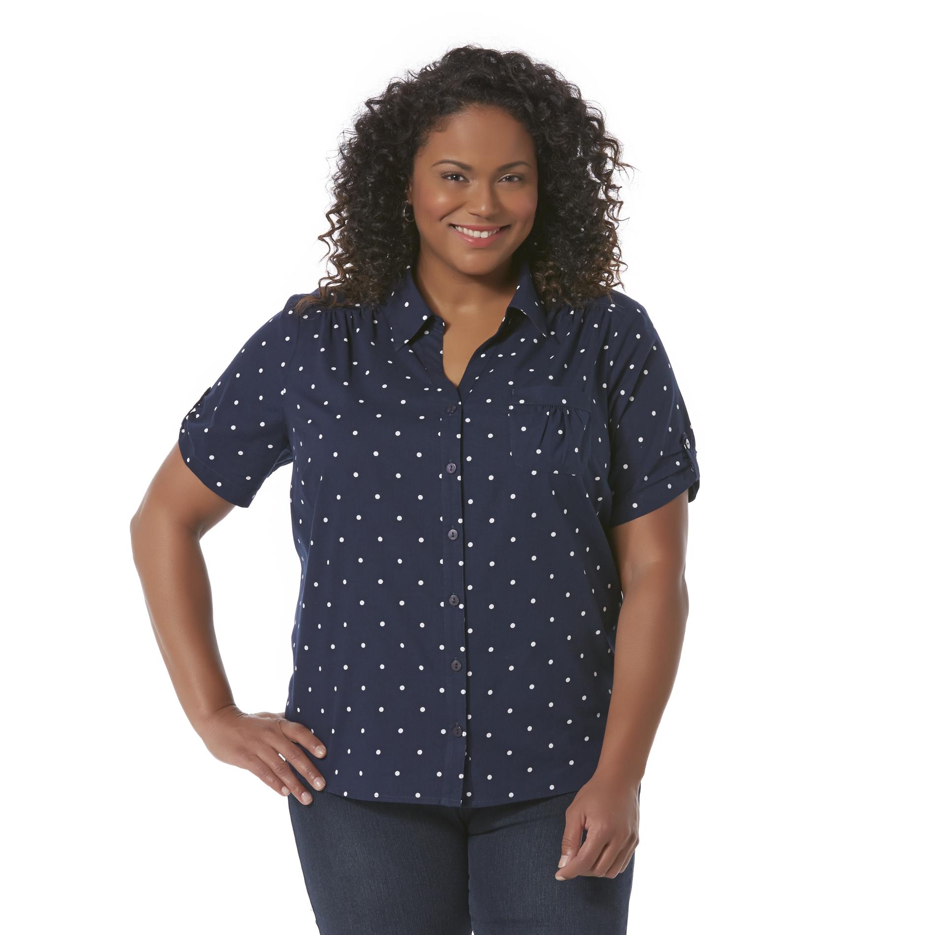 Women's Plus Camp Shirt - Polka Dots