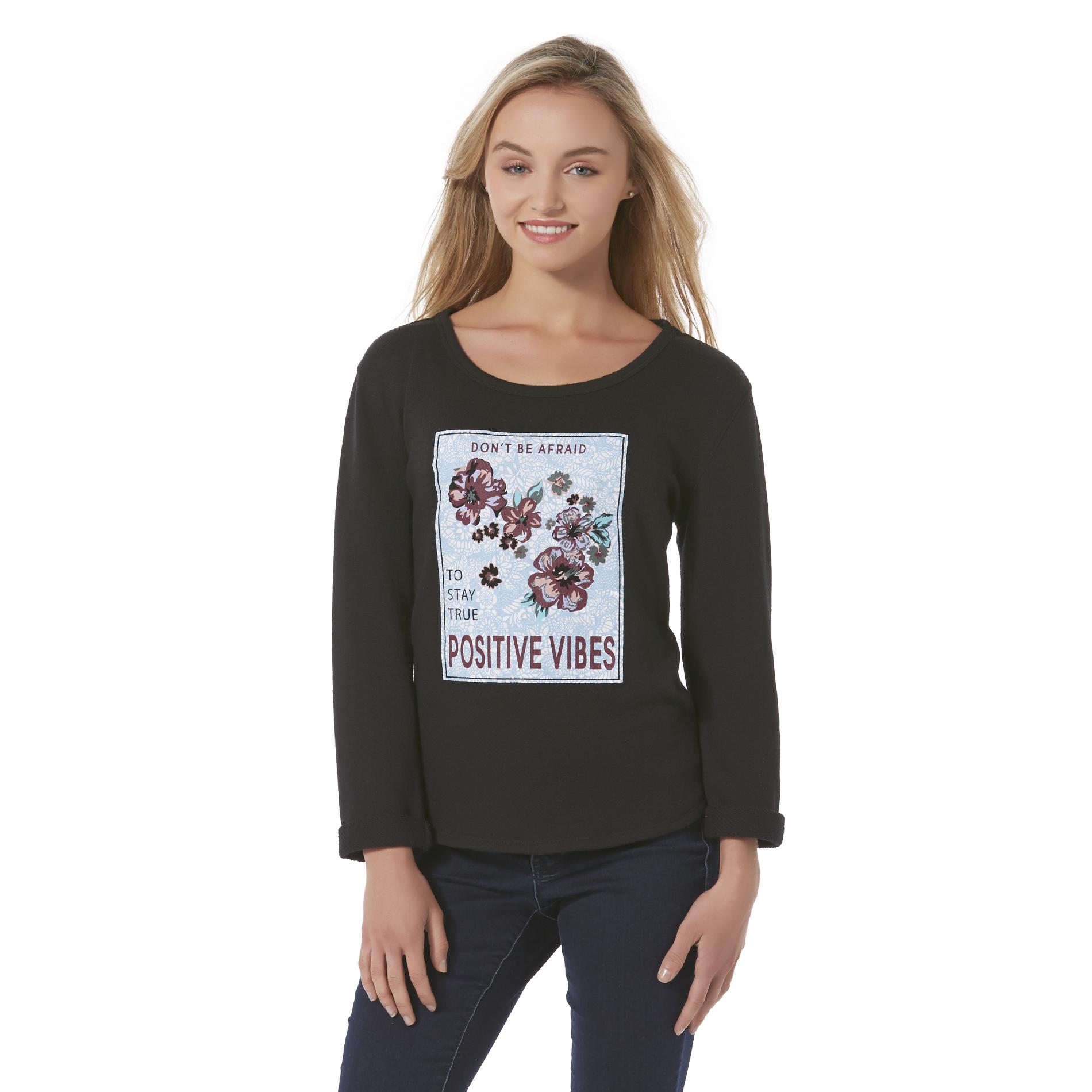Junior's French Terry Sweater - Floral