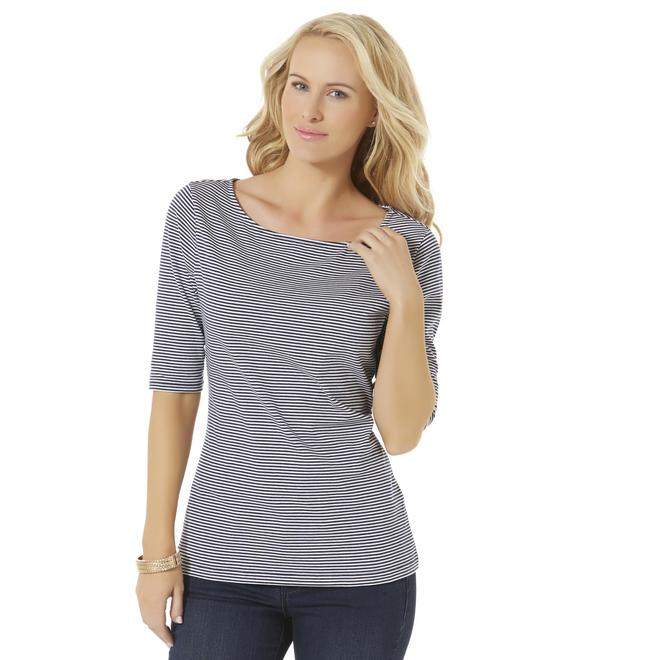 Covington Women's Elbow Sleeve Top Striped Clothing, Shoes