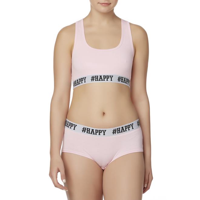 Joe Boxer Women's Sports Bra & Boy Short Panties Happy Clothing
