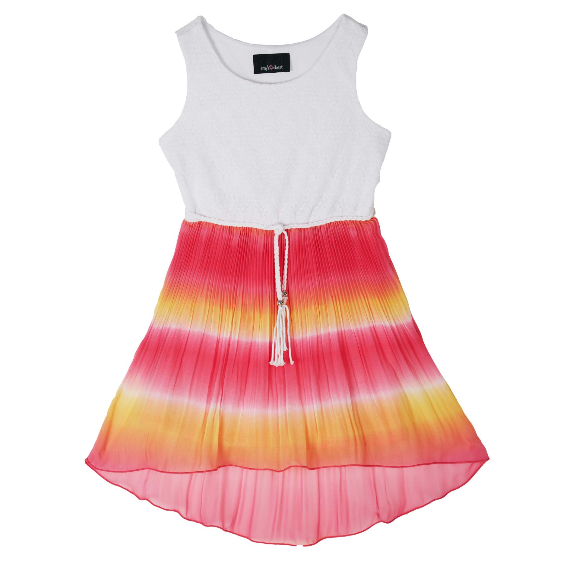 Girl's Belted Dress - Ombre