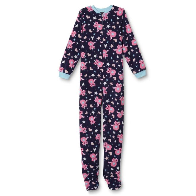Joe Boxer Girls' Footed Sleeper Pajamas Unicorn Cat & Stars