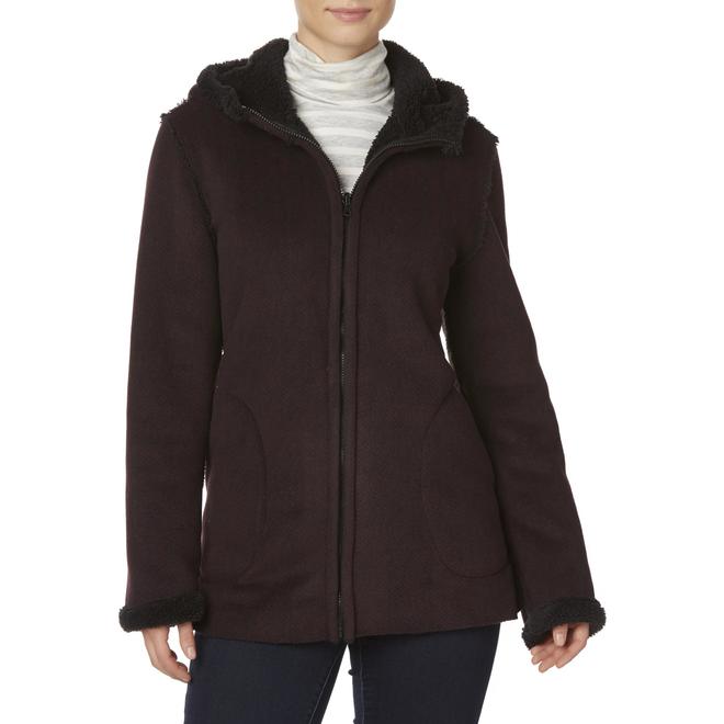 Simply Styled Women's Hooded Fleece Jacket Herringbone
