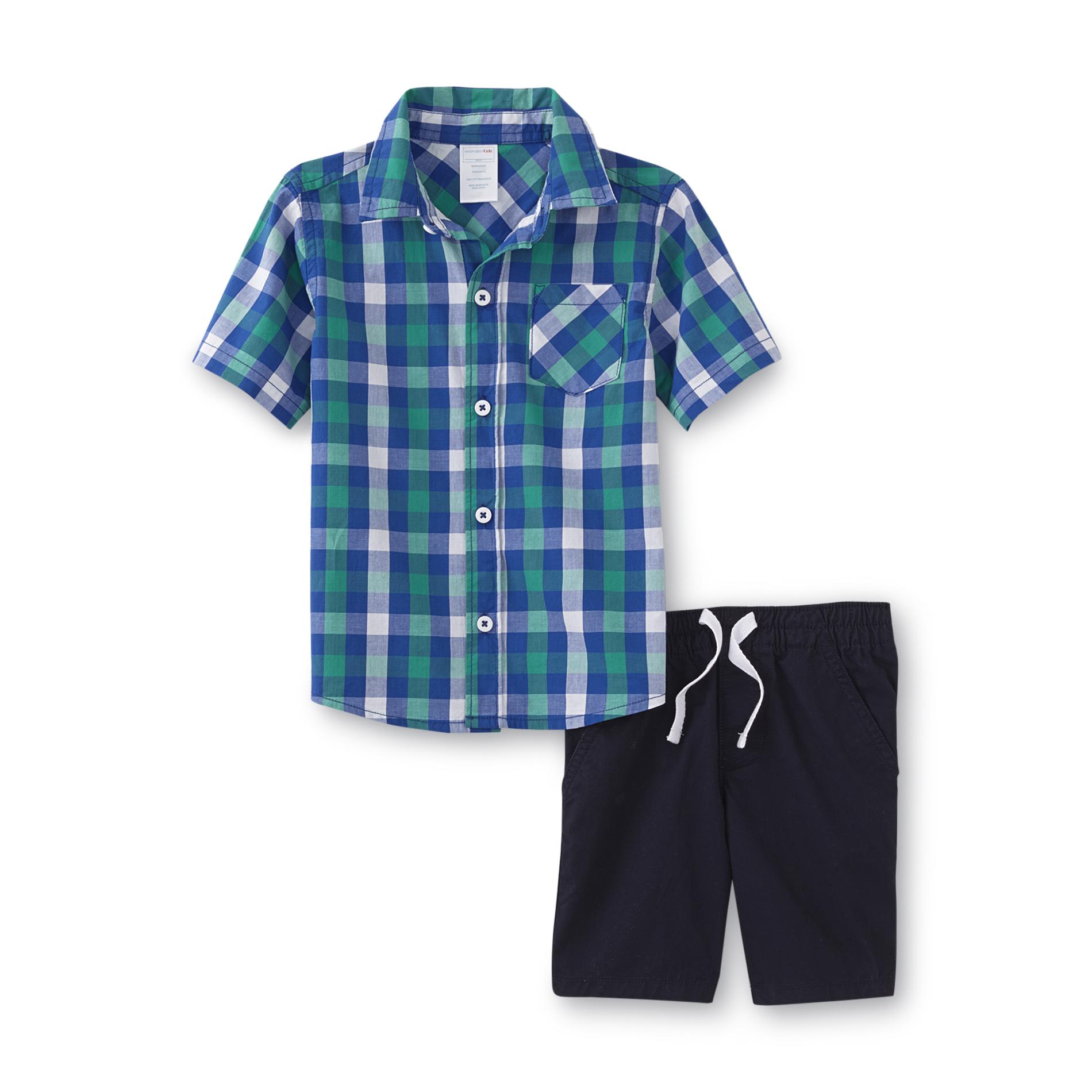 Infant & Toddler Boy's Button-Front Shirt & Shorts - Plaid