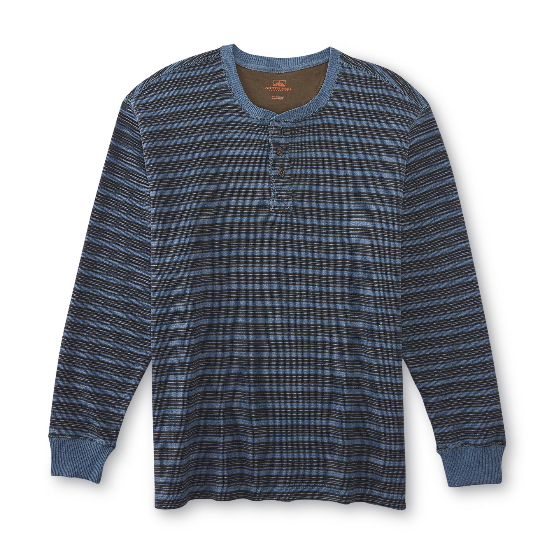 Men's Big & Tall Thermal Henley Shirt - Striped