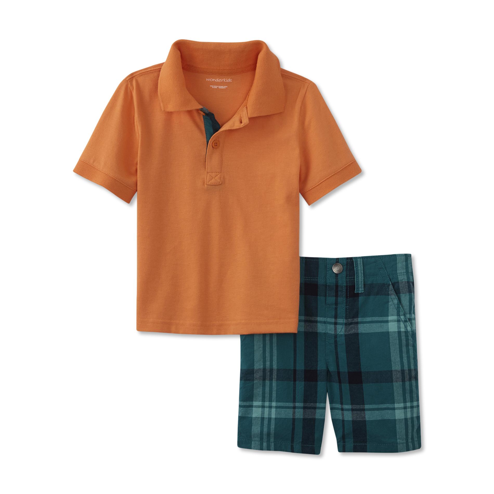 Toddler Boy's Polo Shirt & Shorts - Plaid