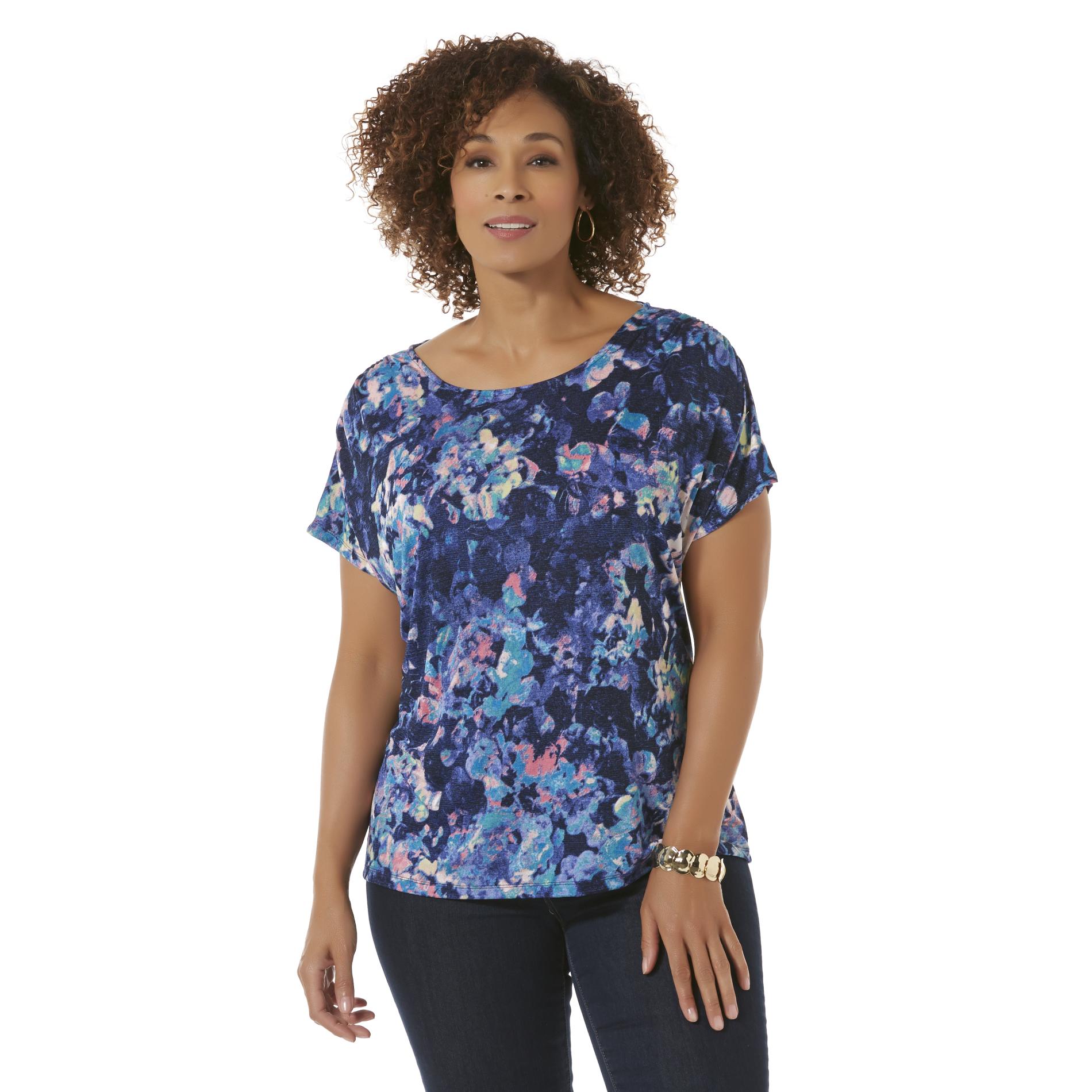 Women's Plus Silky Knit T-Shirt - Floral