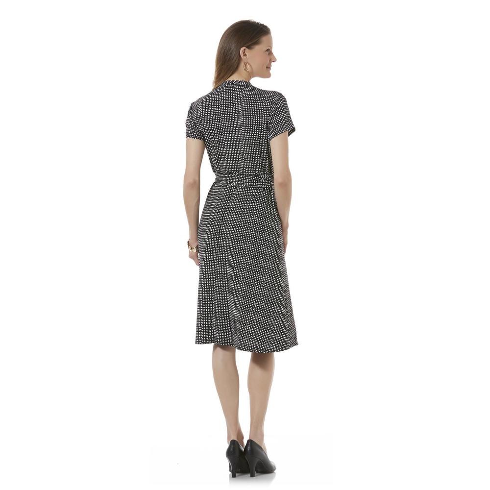 Women's Surplice Dress - Geometric Print