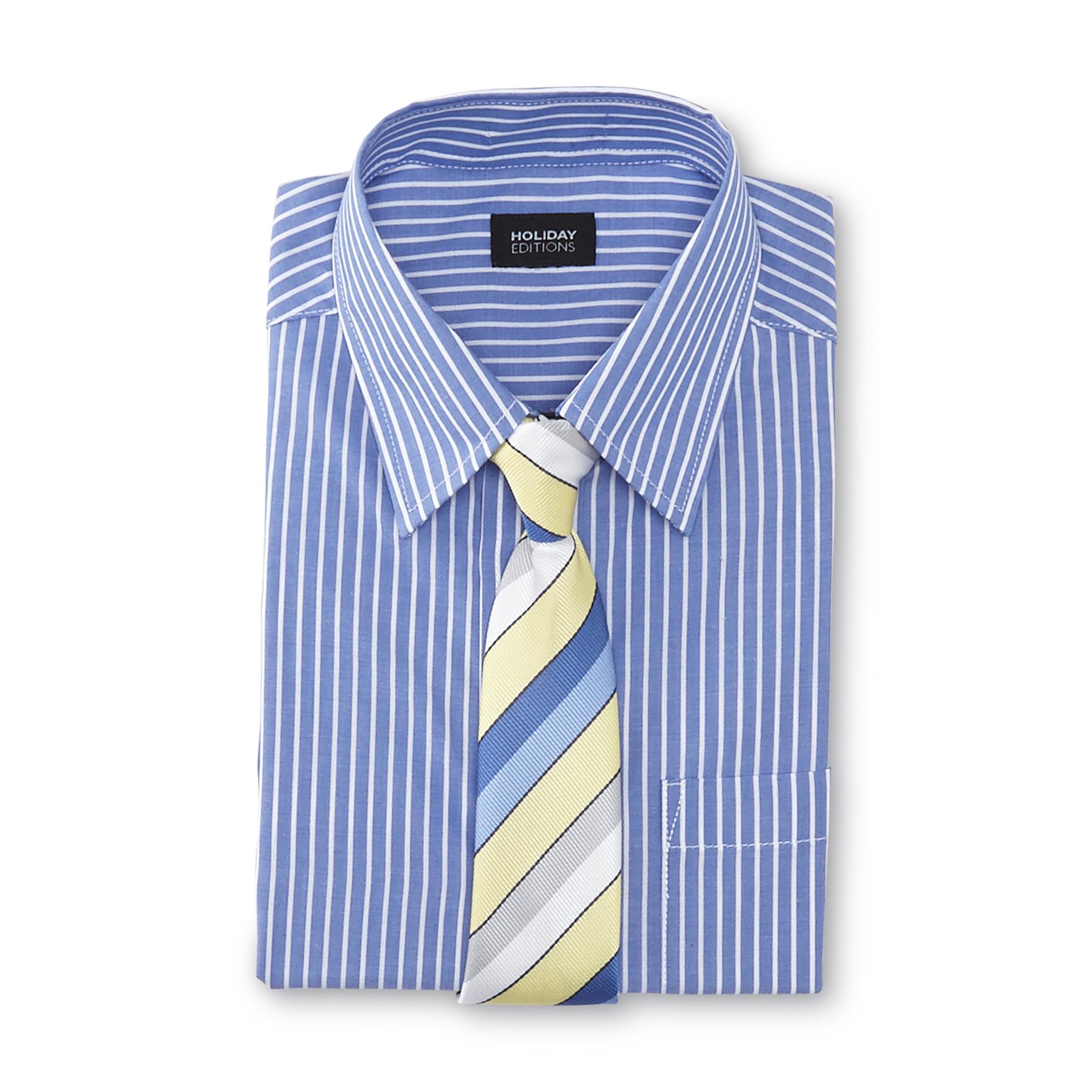 Boy's Dress Shirt & Tie - Striped