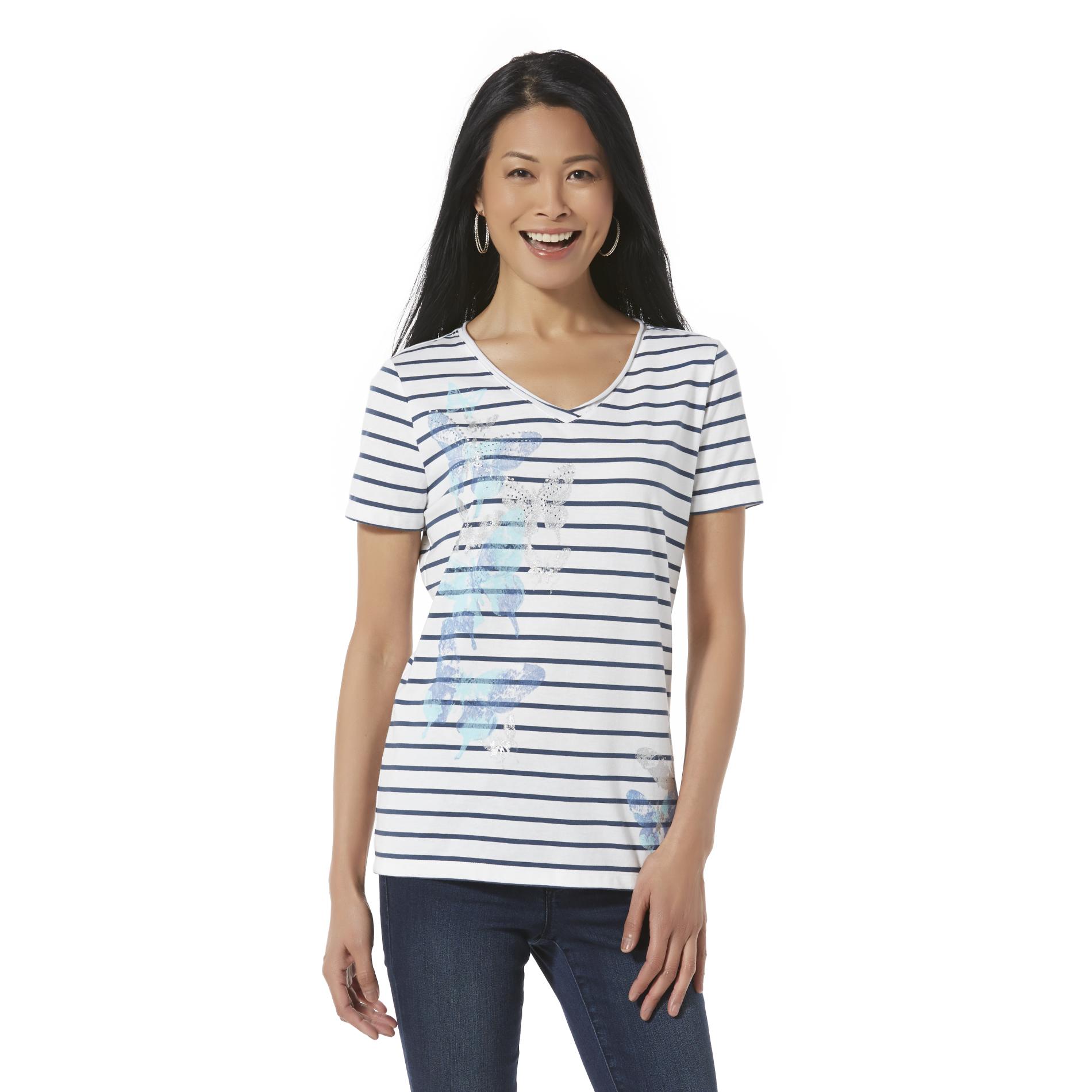 Women's Embellished Top - Striped