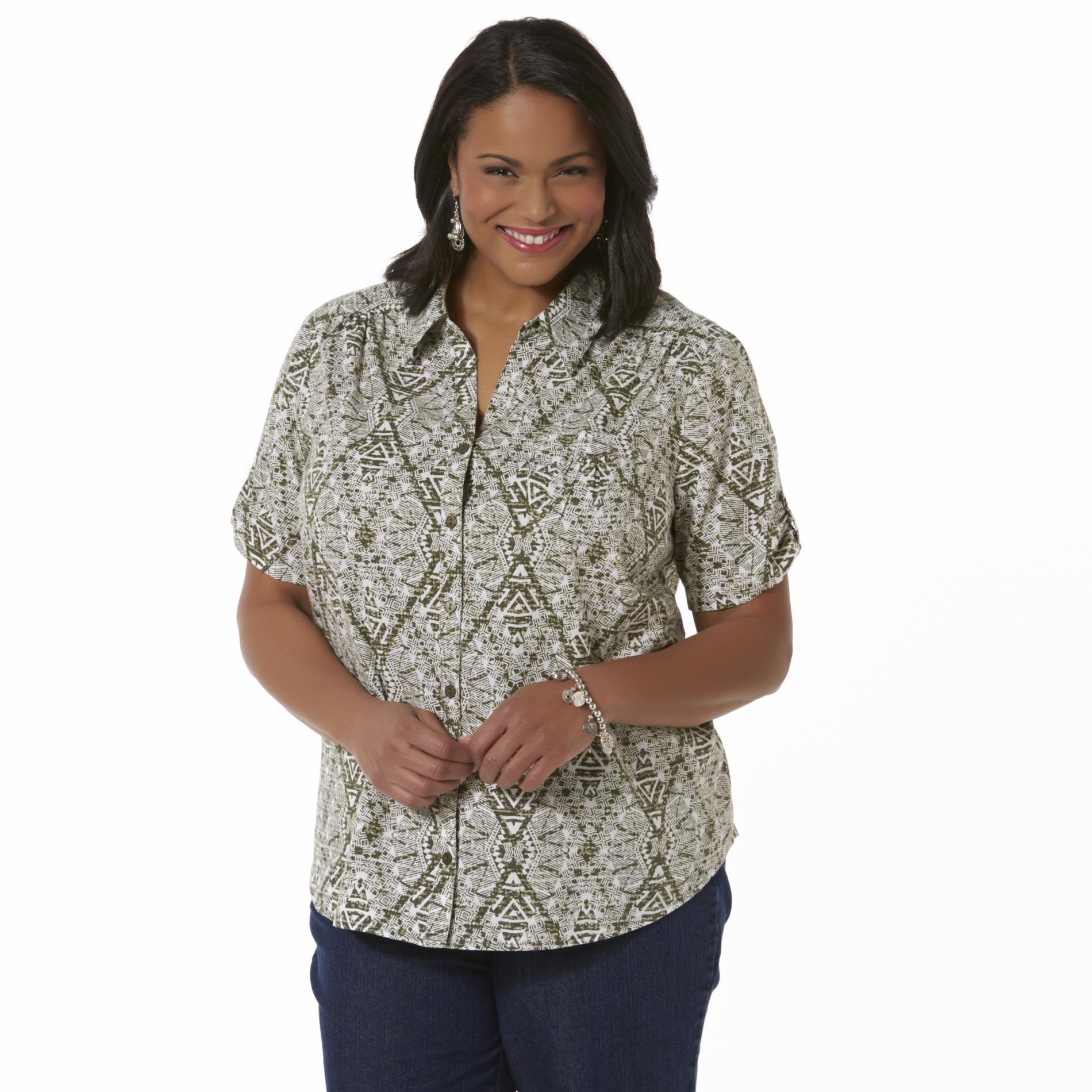 Women's Plus Camp Shirt - Tribal