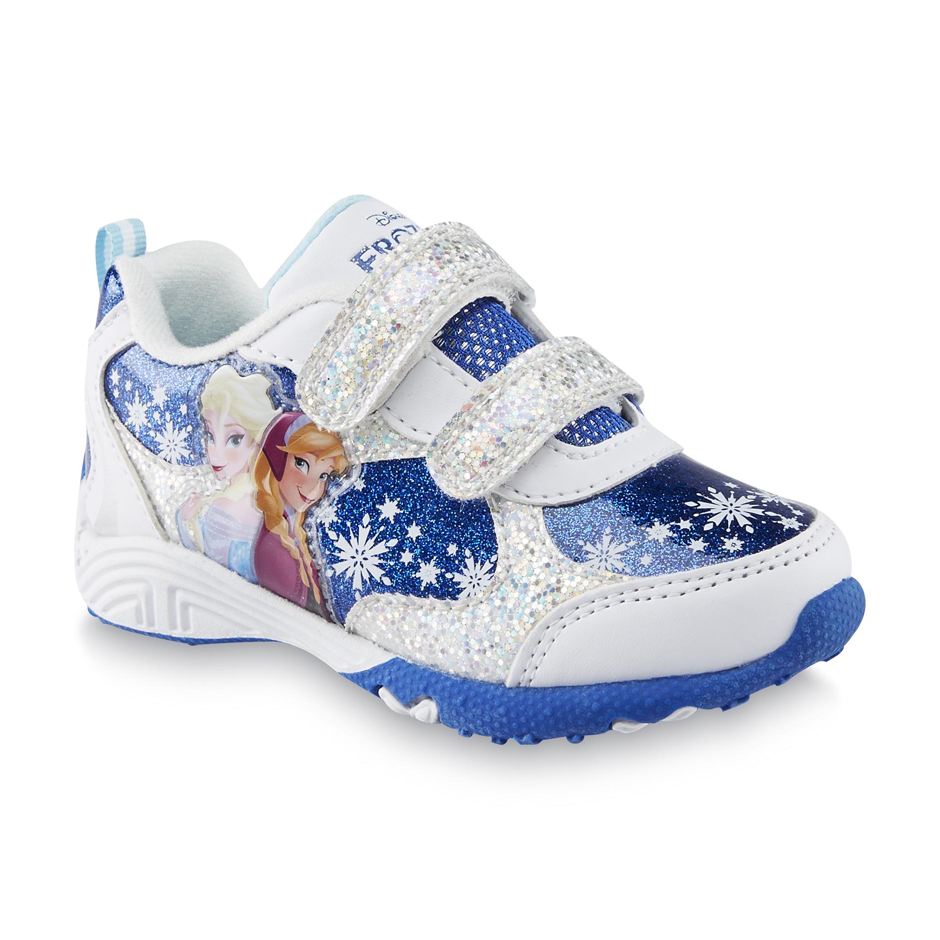 Disney Toddler Girl's Frozen White/Blue Sparkle Athletic Shoe