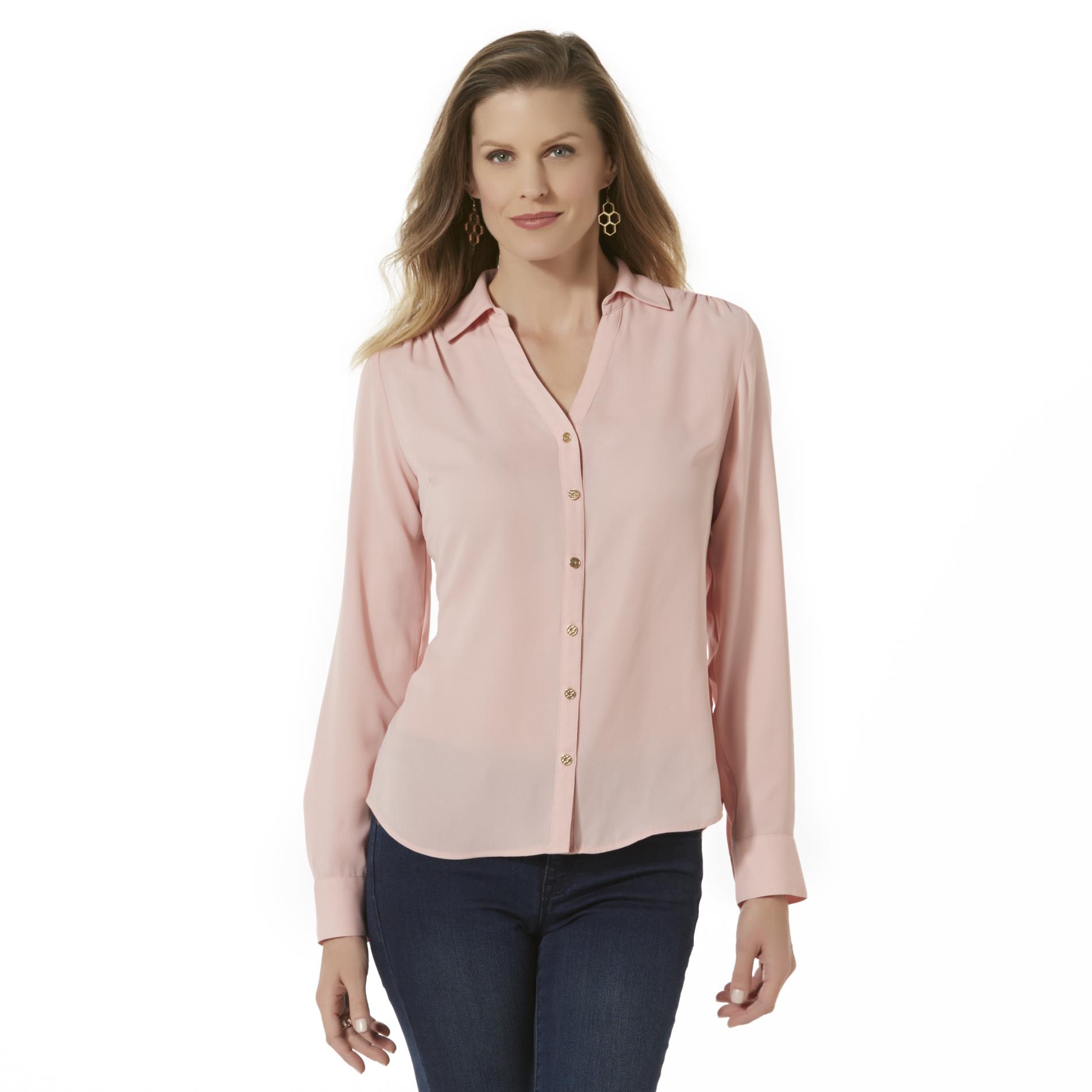 Jaclyn Smith Women's YNeck Chiffon Blouse Shop Your Way Online Shopping & Earn Points on