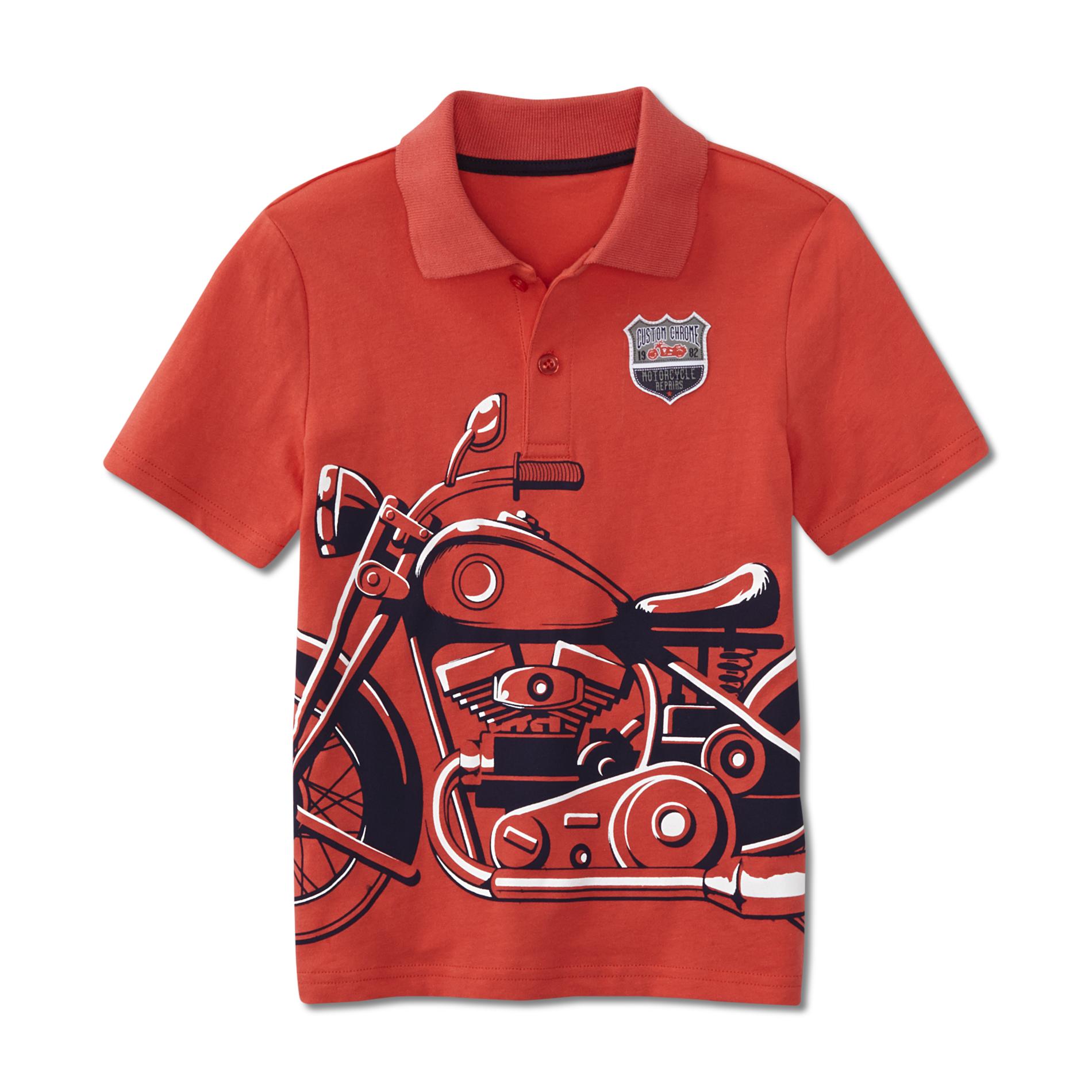 Boy's Graphic Polo Shirt - Motorcycle