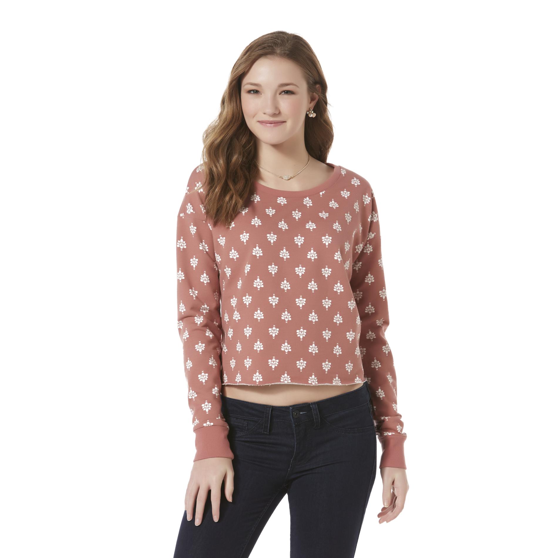 Junior's French Terry Crop Top - Floral
