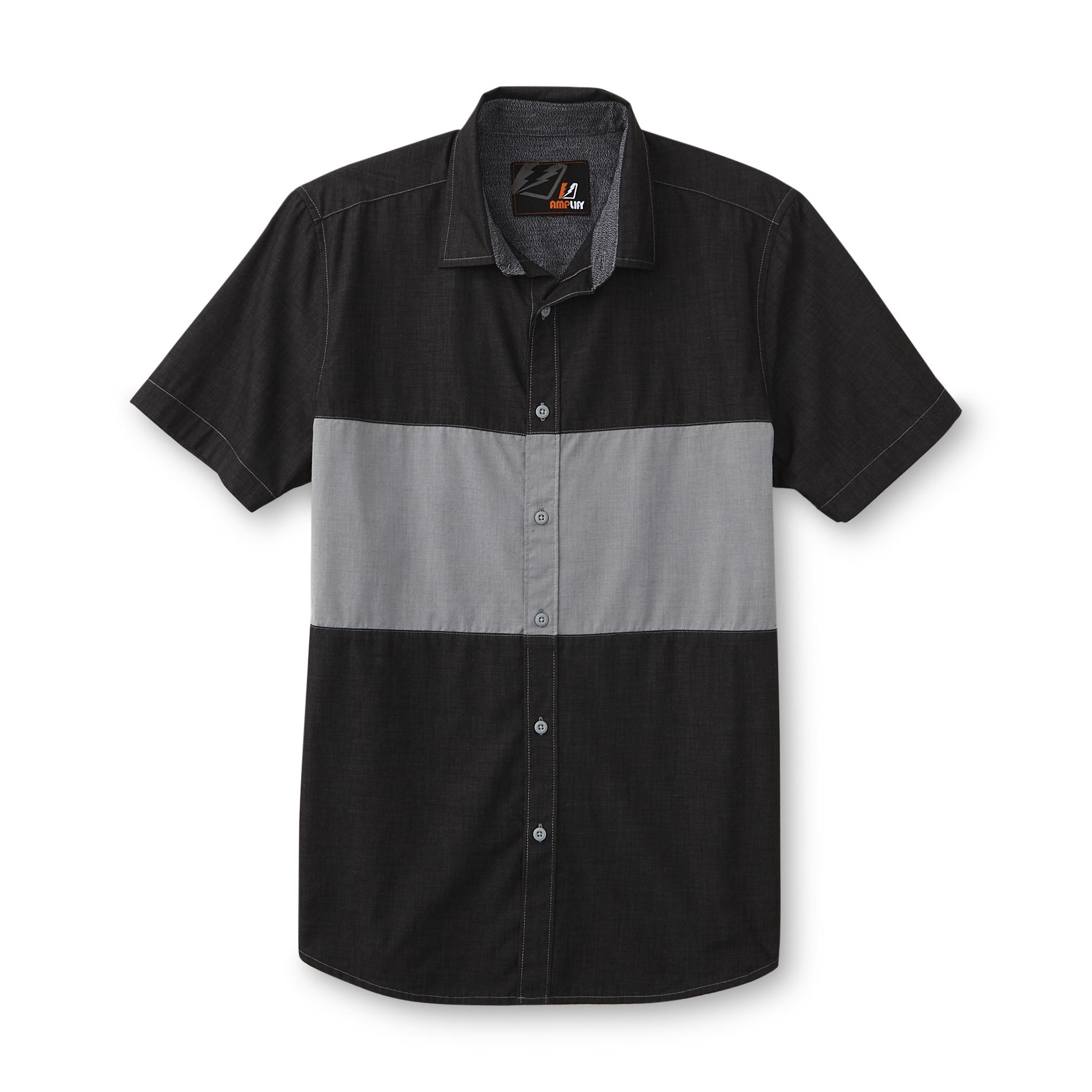 Young Men's Button-Front Shirt - Colorblock
