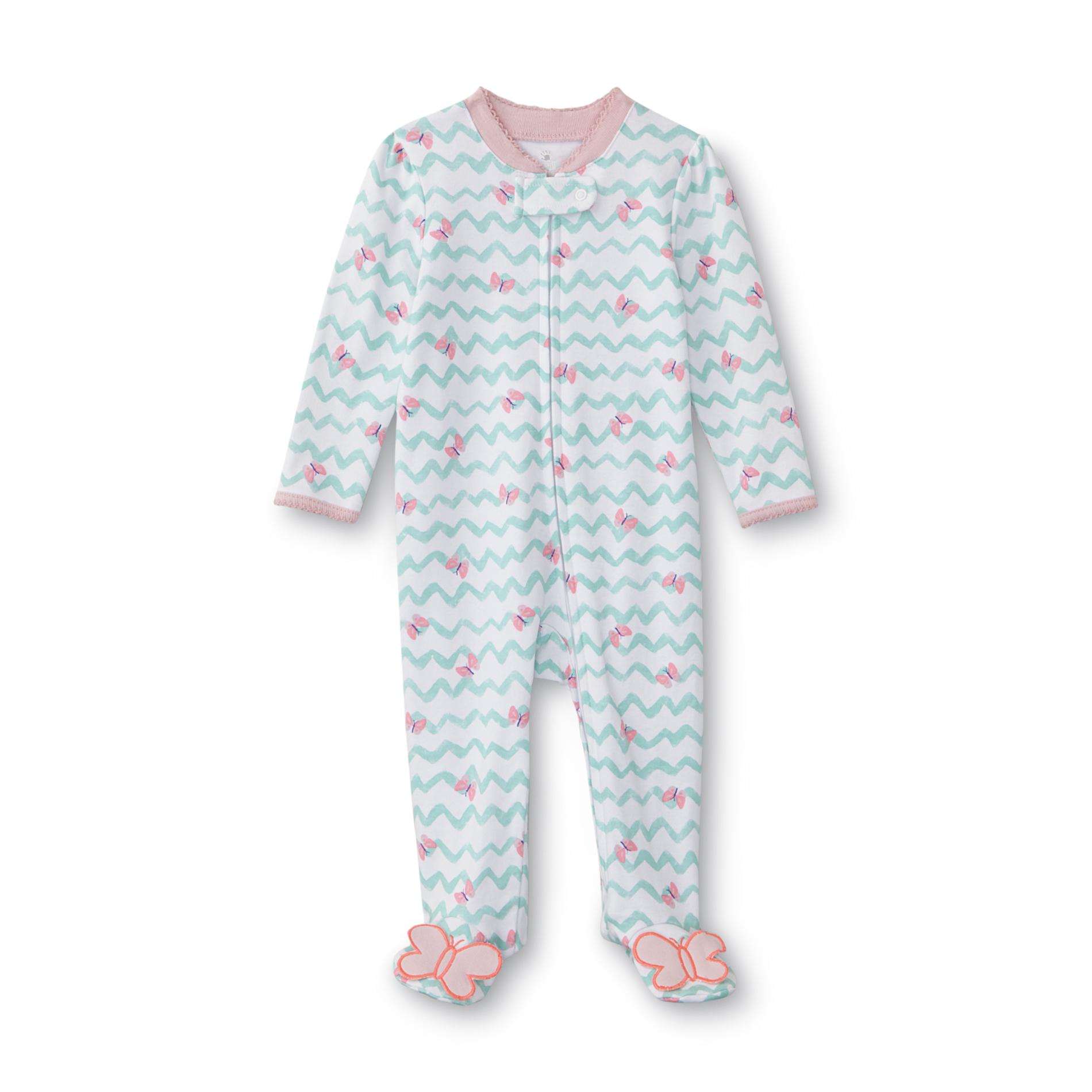 Newborn Girl's Footed Pajamas - Butterfly