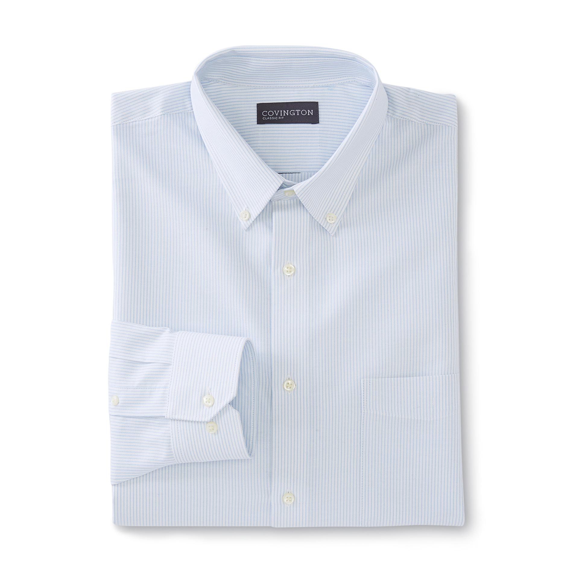 Covington Men's Classic Fit Performance Oxford Dress Shirt Striped