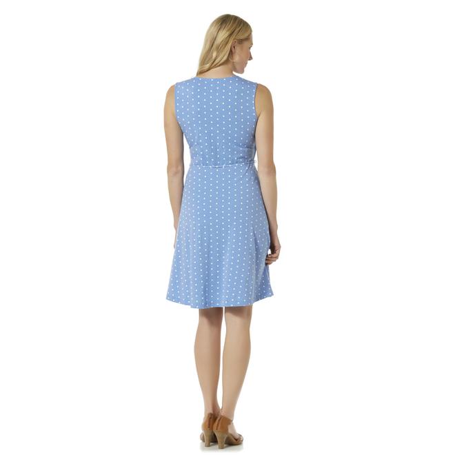Basic Editions Women's Belted WrapEffect Dress Polka Dot Kmart