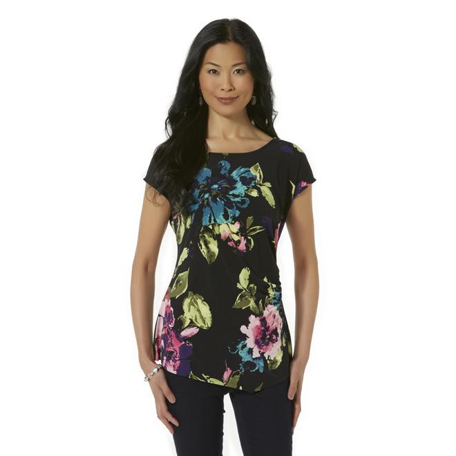 Jaclyn Smith Women's Asymmetrical Top Floral Kmart
