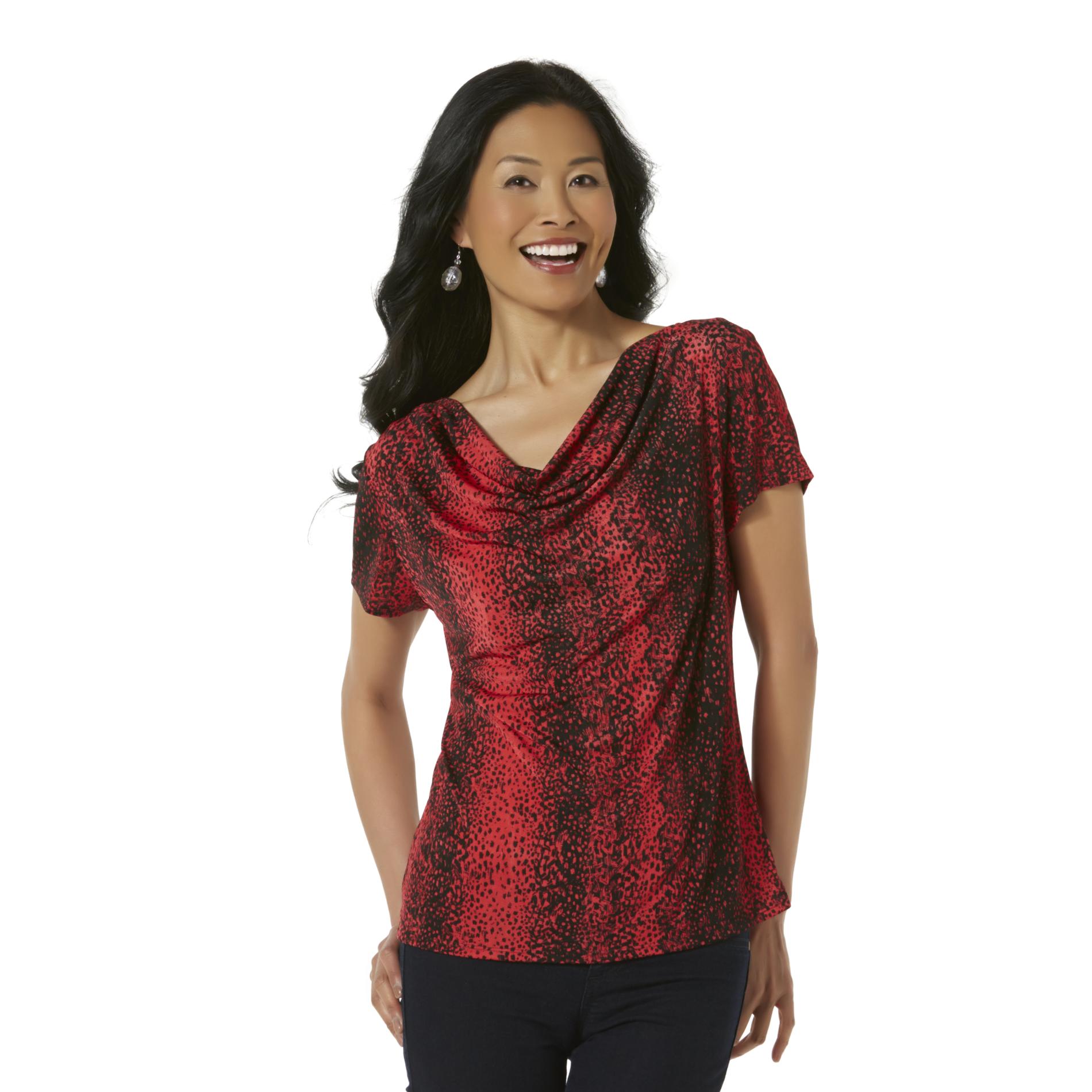 Jaclyn Smith Women's Cowl Neck Top Abstract Kmart