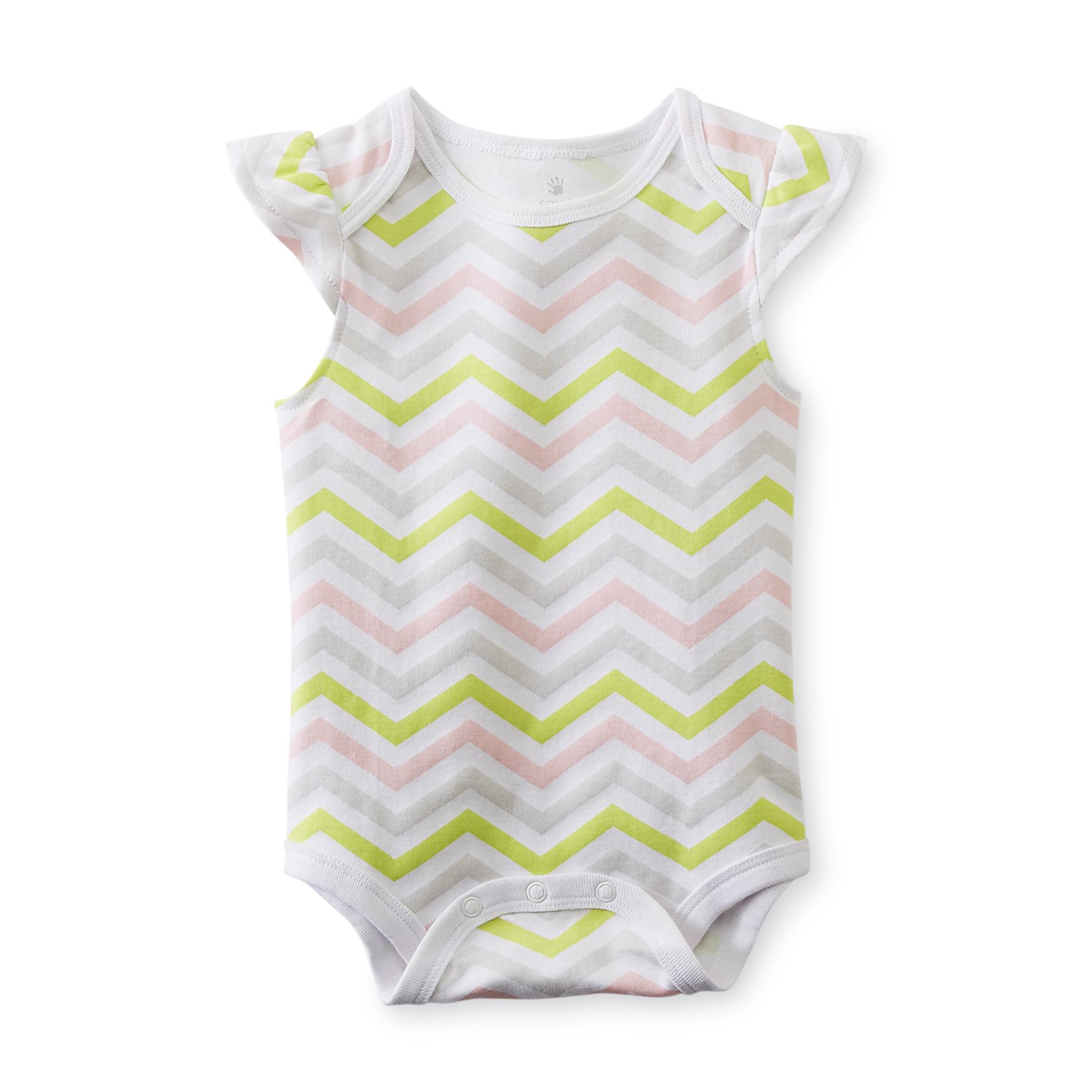 Newborn & Infant Girl's Flutter Sleeve Bodysuit - Chevron