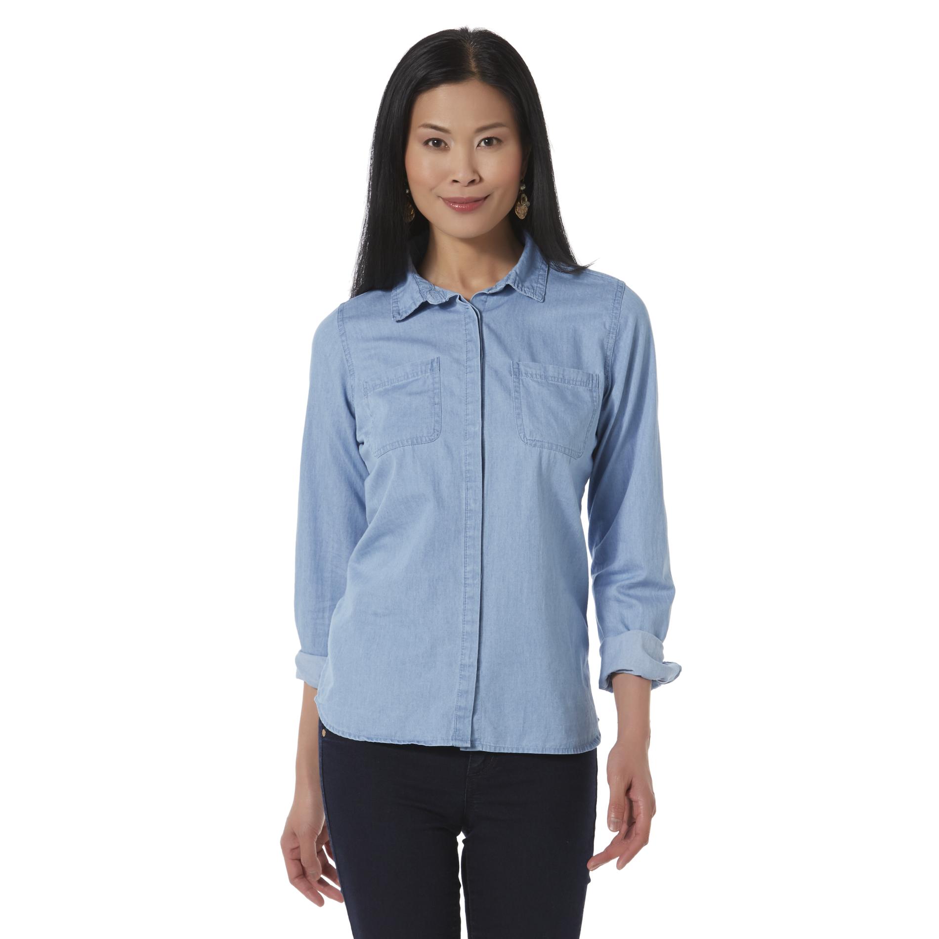Women's Chambray Button-Front Top