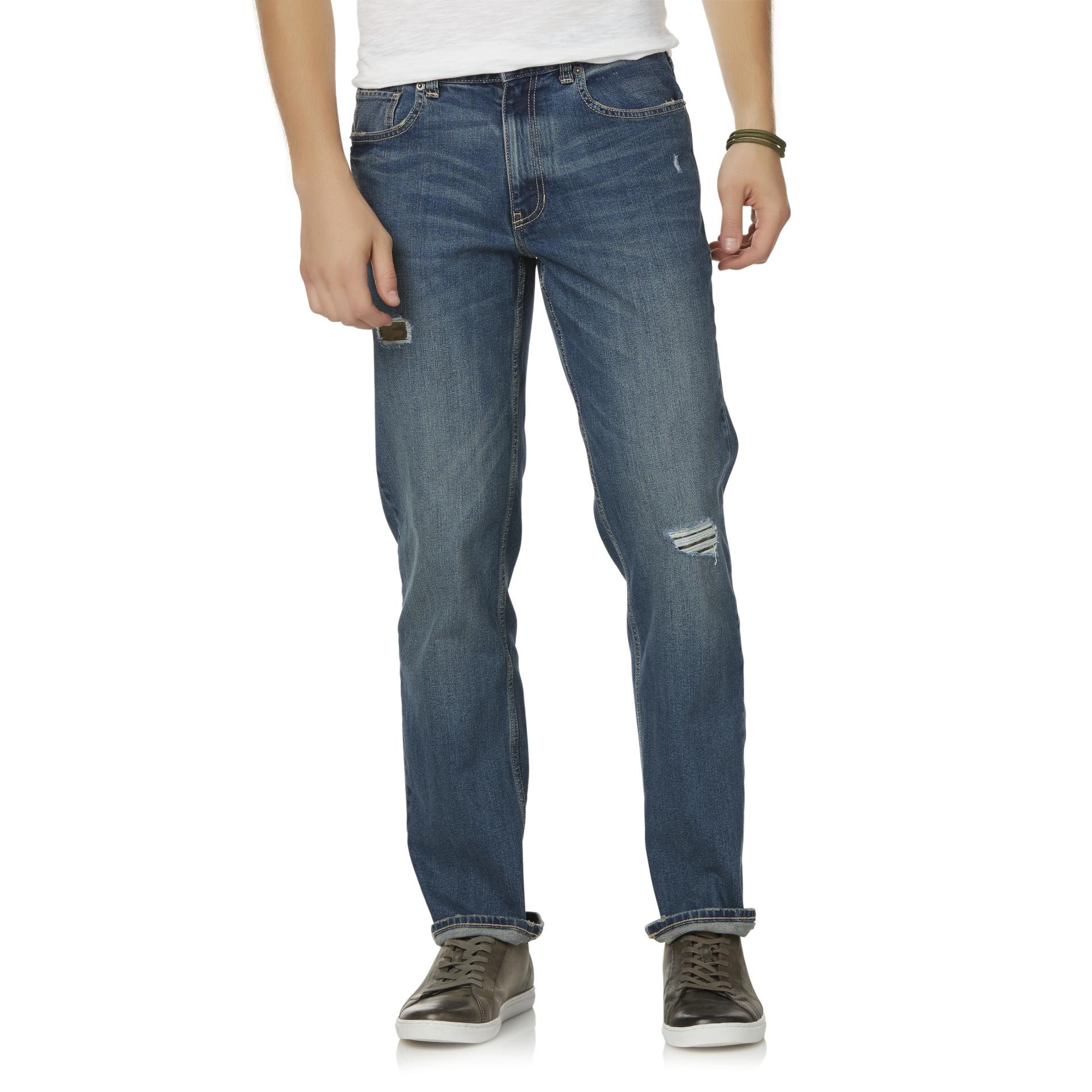 Route 66 Men's Slim Straight Jeans - Slashed Camouflage, Size: 32, Grey Route 66 Men's Slim Straight Jeans - Slashed Camouflage, Size: 32, Grey