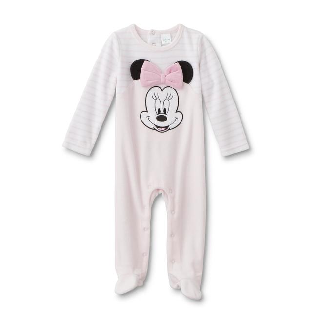 Disney Minnie Mouse Infant Girls' Velour Footed Pajamas