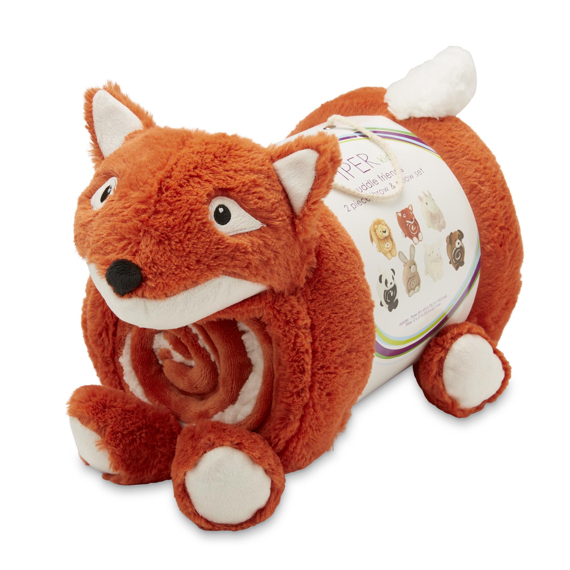 Piper Kids Cuddle Friends Orange Throw and Pillow Set Fox Shop Your