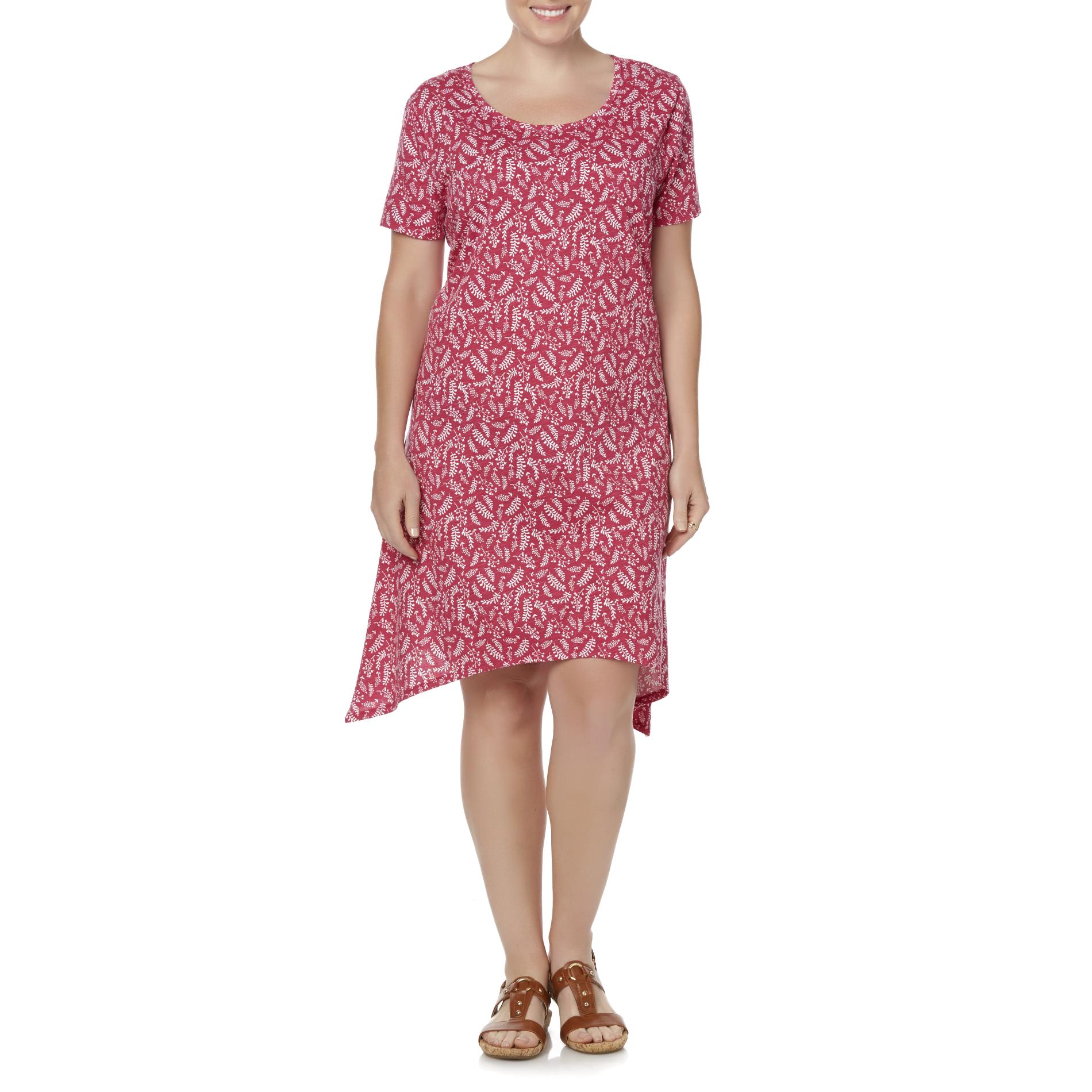 Plus Size Basic Editions Women's Plus Short-Sleeve Dress - Floral, Size: 3XL, Cerise Plus Size Basic Editions Women's Plus Short-Sleeve Dress - Floral, Size: 3XL, Cerise