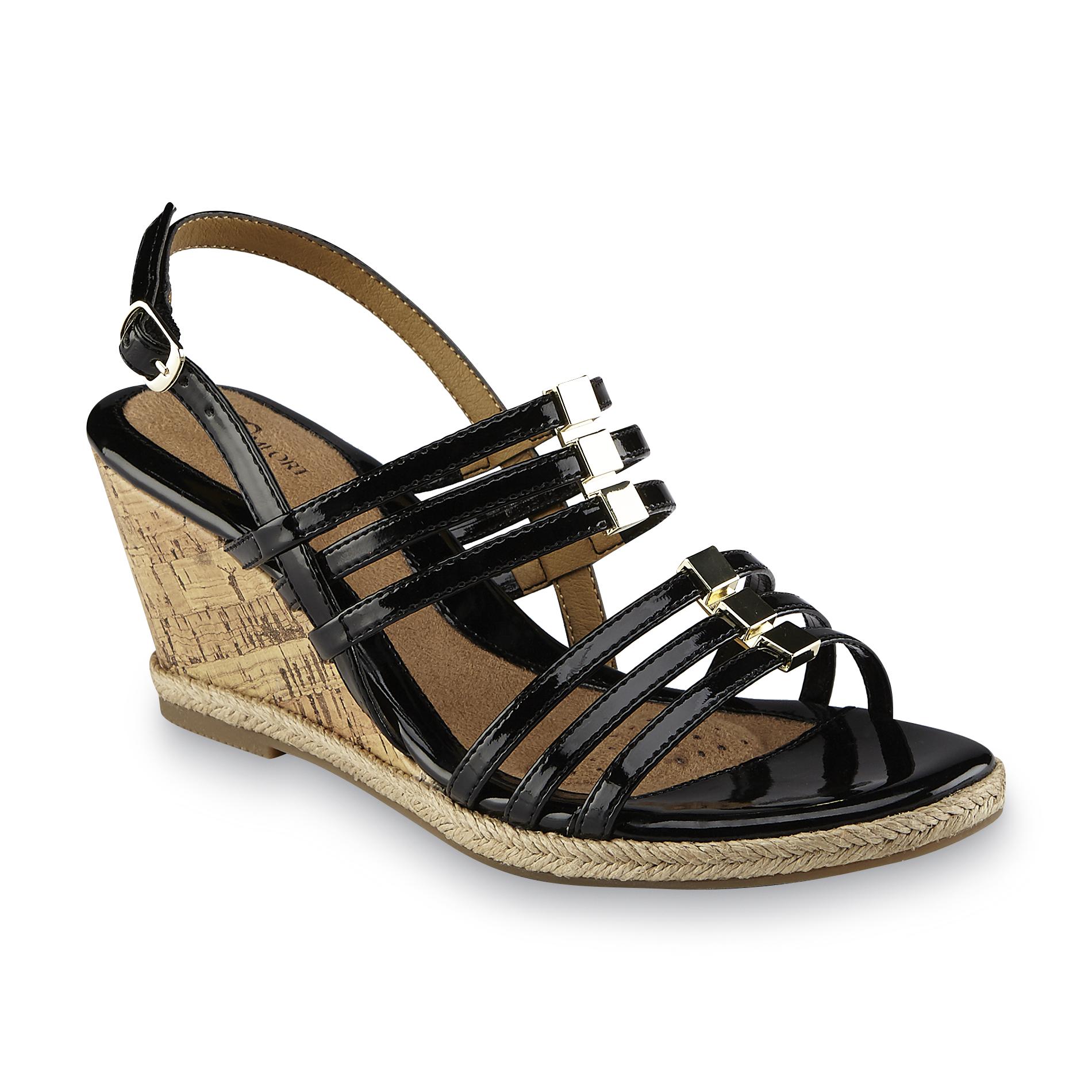 black slingback wedge sandals