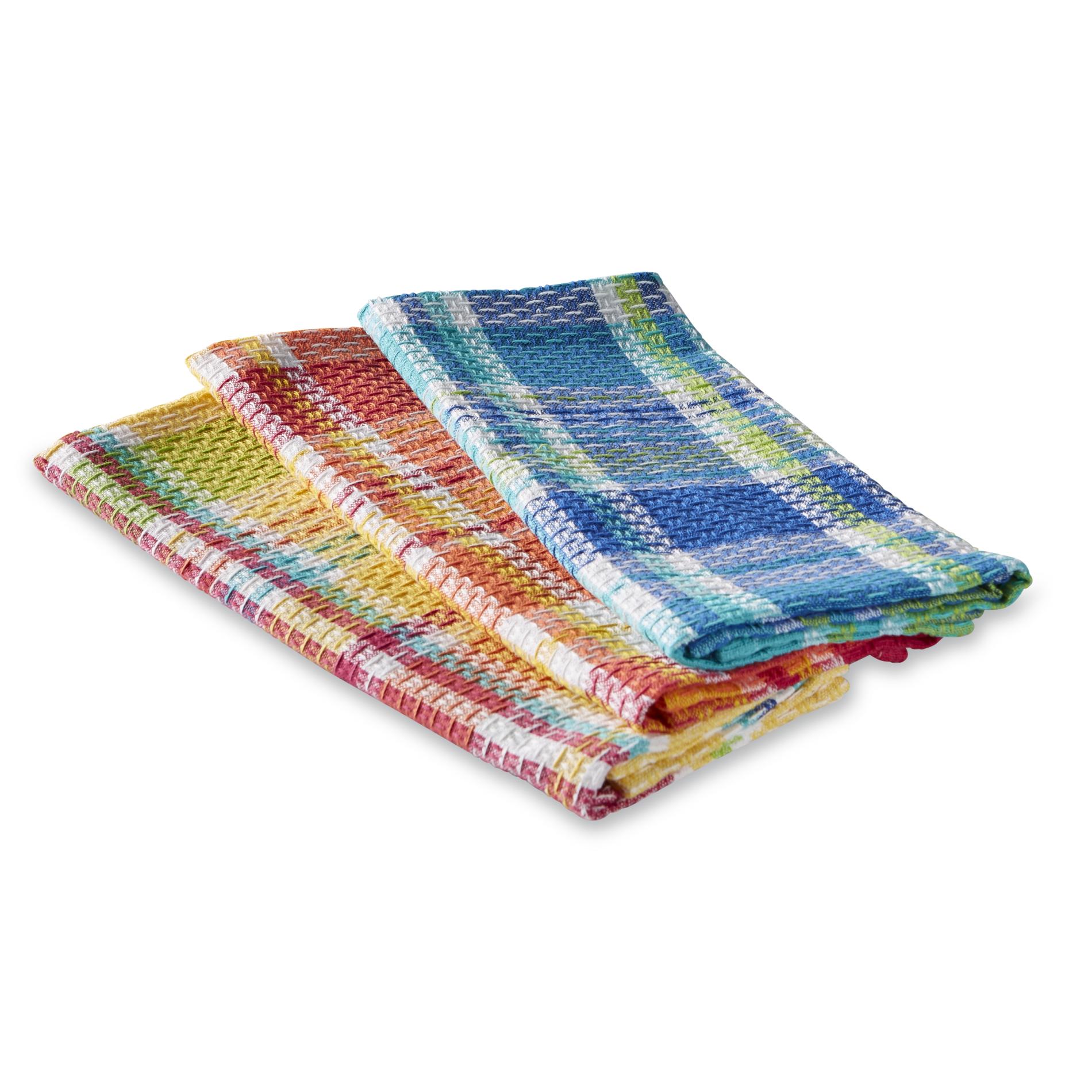 Essential Home 3Pack Waffle Knit Dish Towels Plaid Shop Your Way Online Shopping & Earn