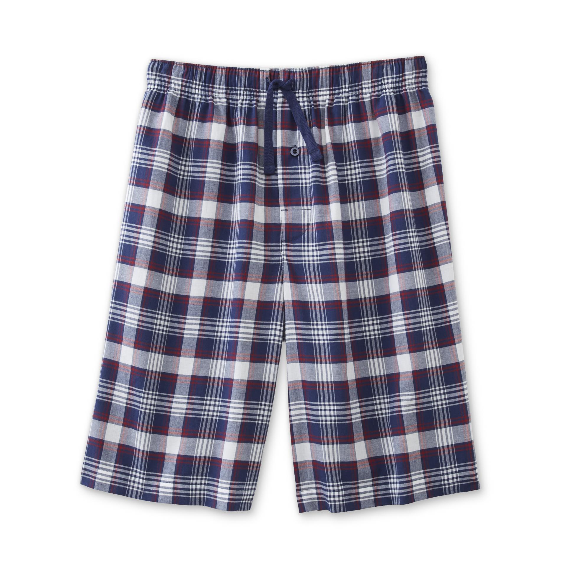 Basic Editions Men's Poplin Sleep Shorts Plaid