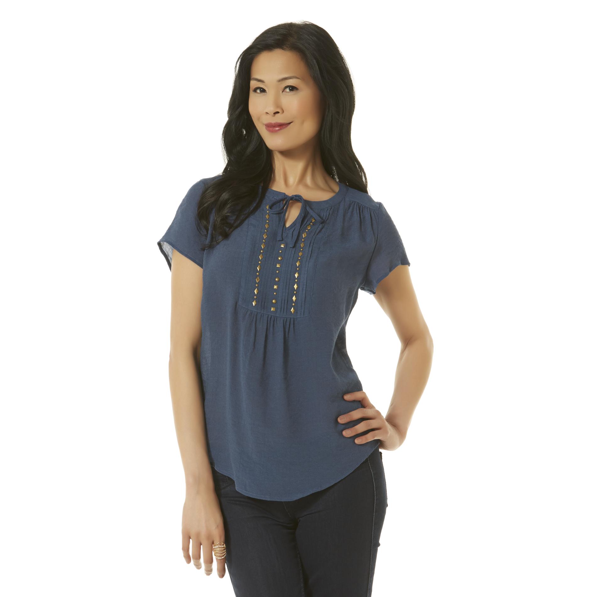 Women's Embellished Peasant Top