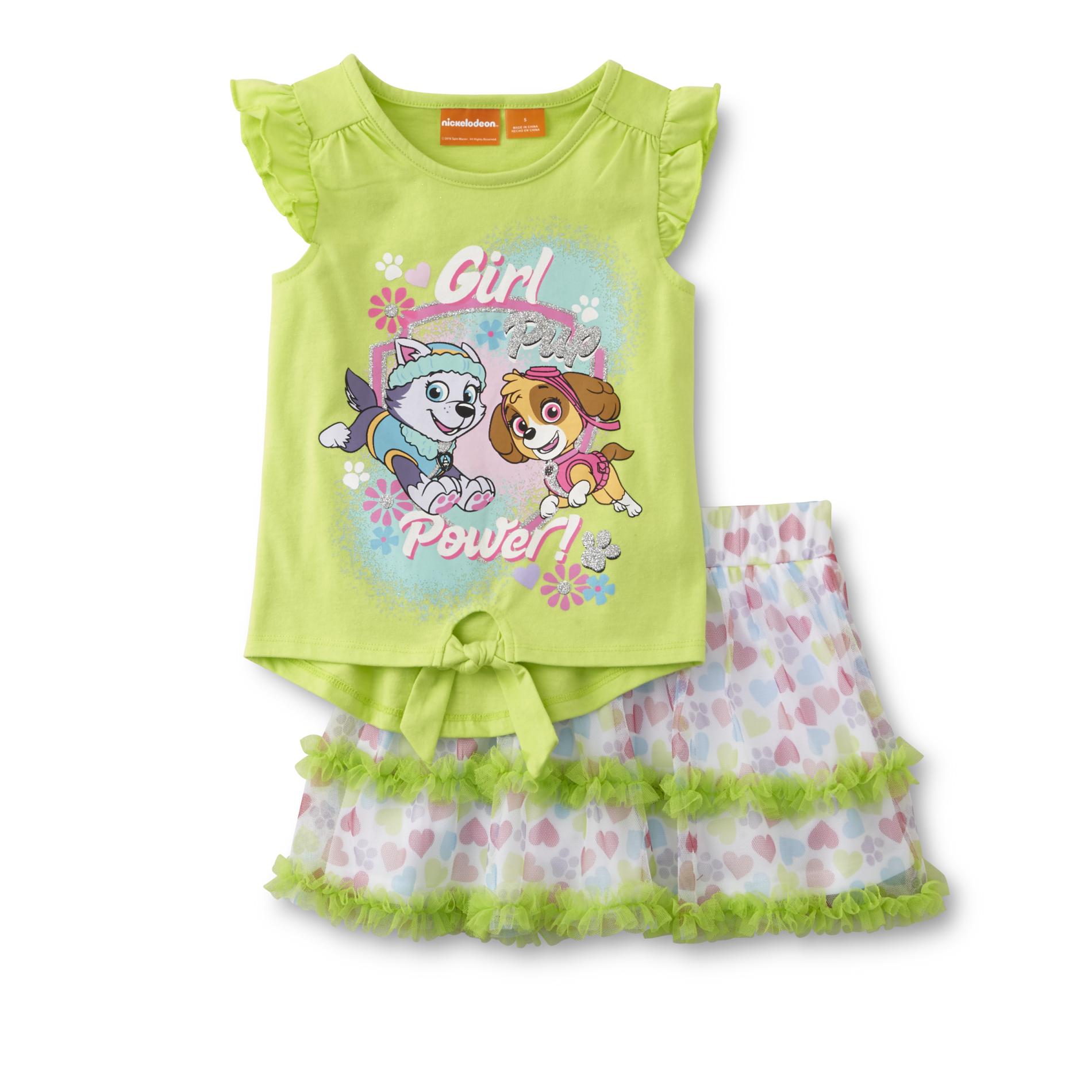 PAW Patrol Girl's Top & Scooter Skirt - Hearts