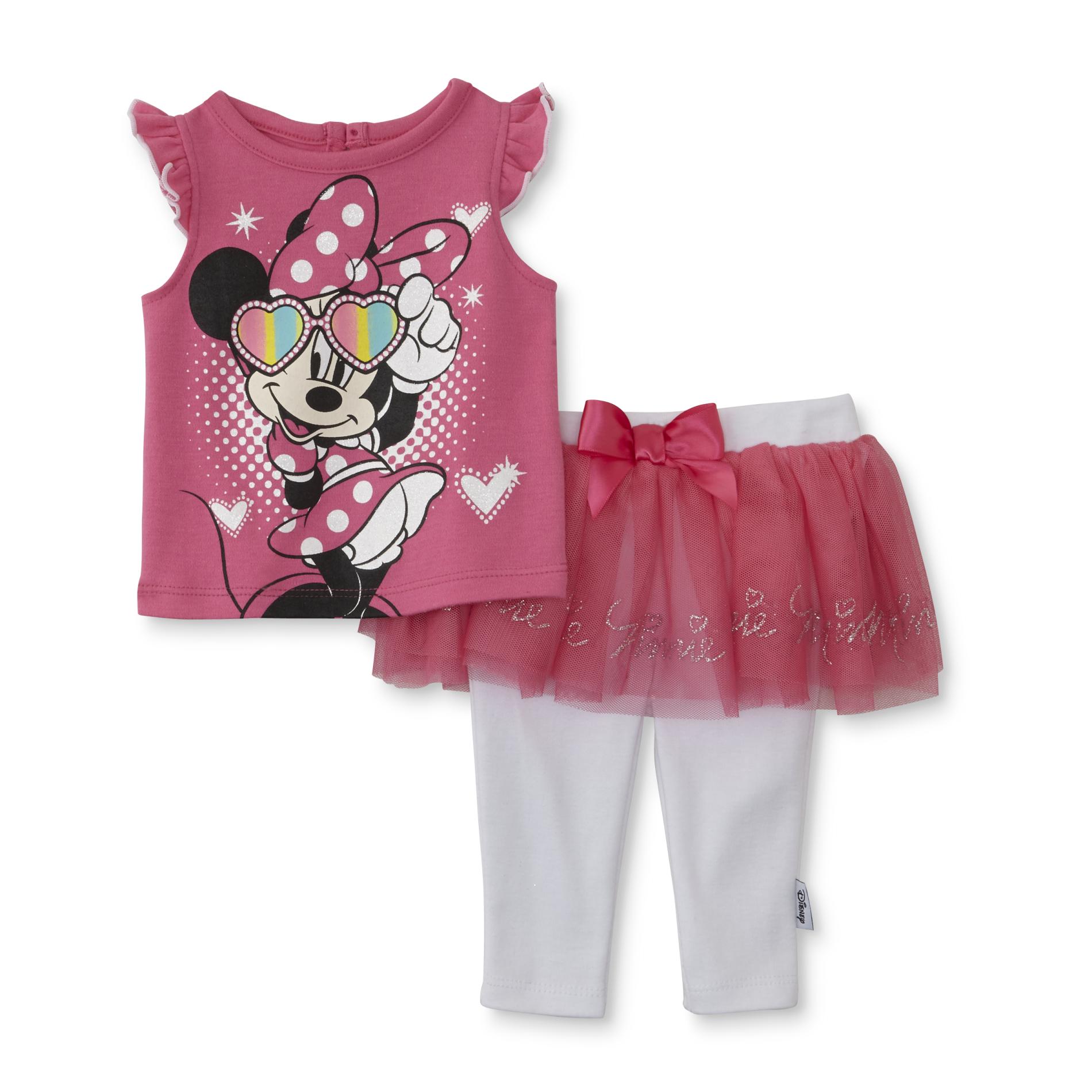 Minnie Mouse Newborn Girl's Graphic Top & Skirted Leggings