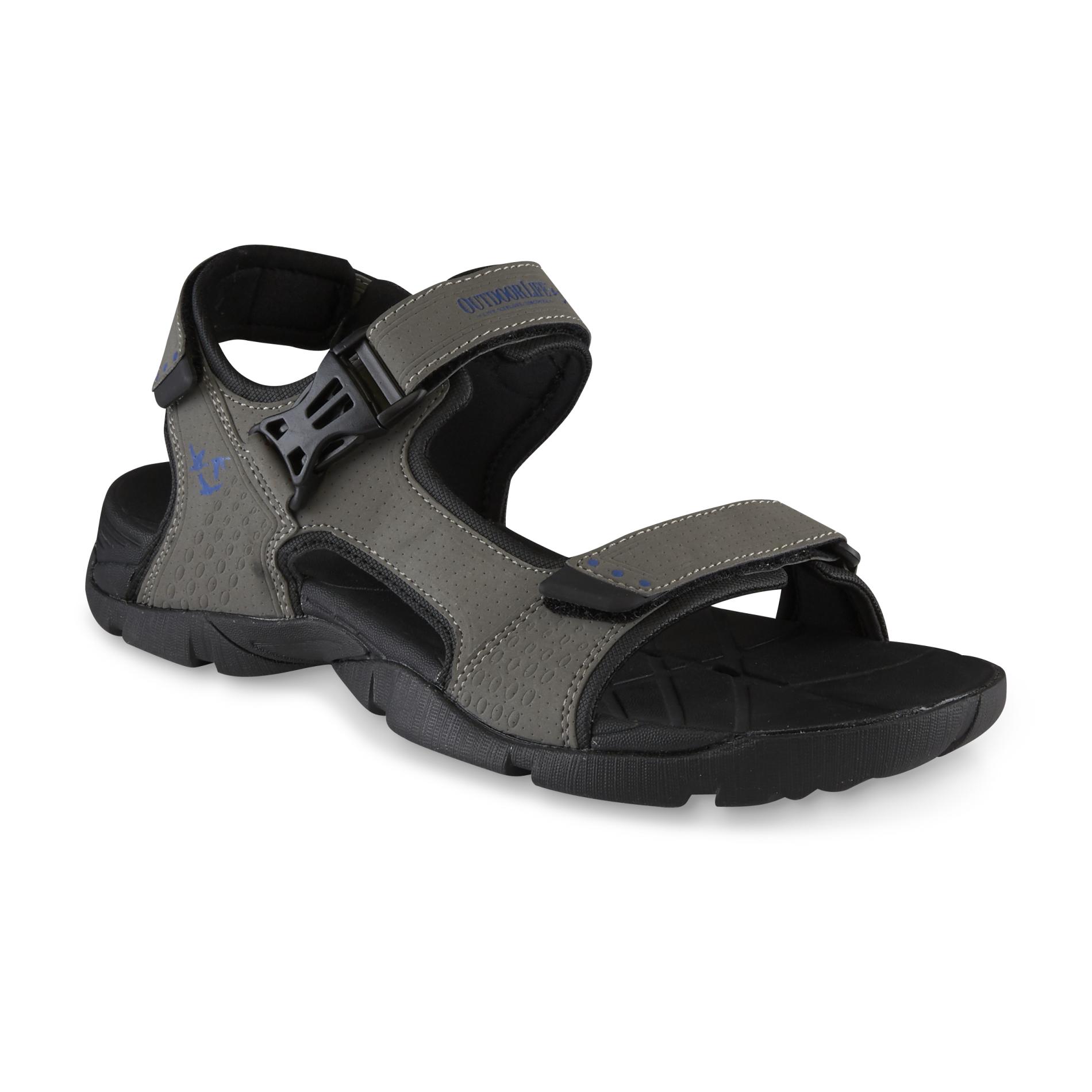 Outdoor Life Men's Two Strap Drain Gray/Black Athletic Sandal Shop