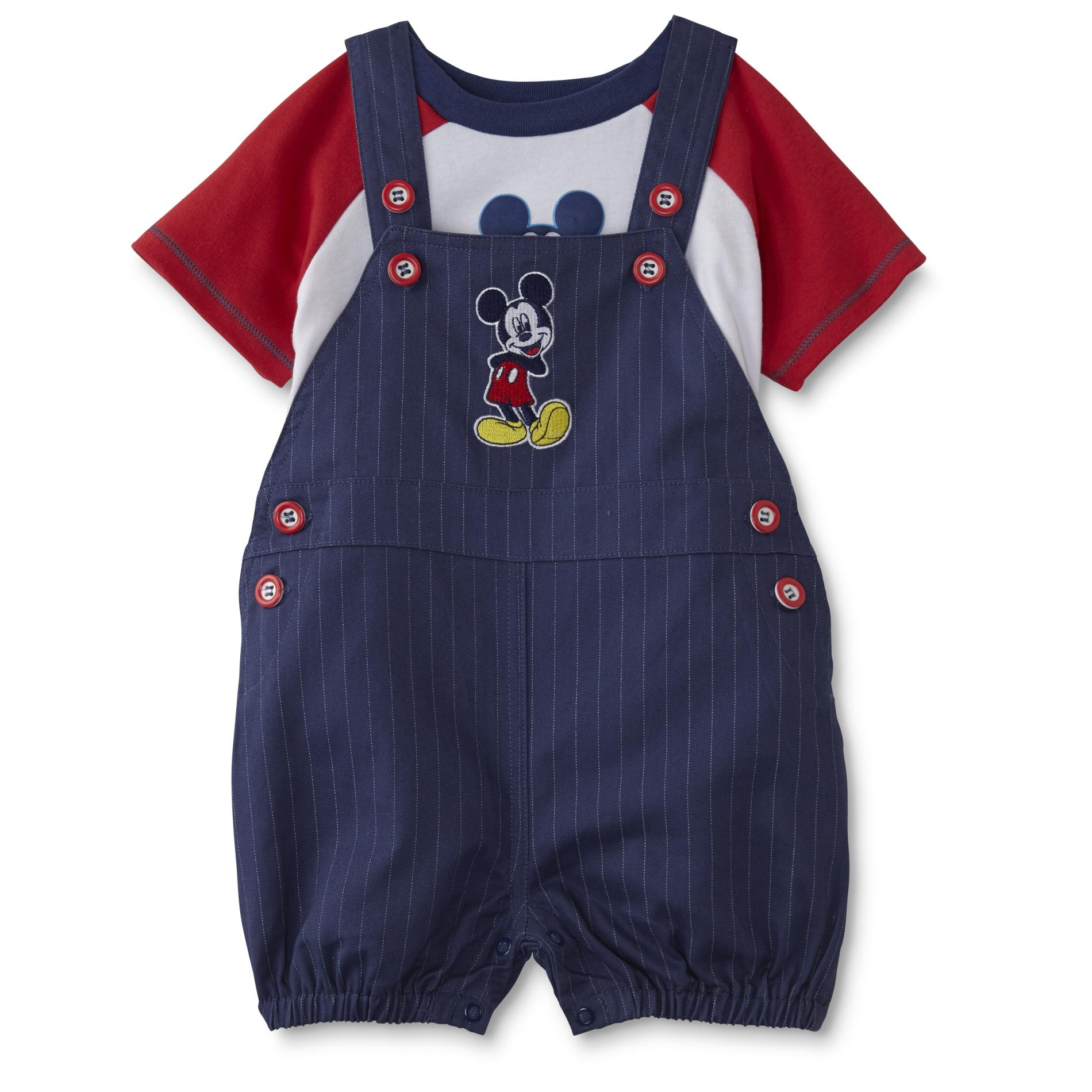 Mickey Mouse Newborn Boy's Graphic T-Shirt & Shortalls