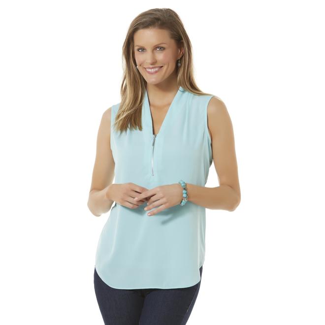 Jaclyn Smith Women's Sleeveless Zipper Front Top Kmart
