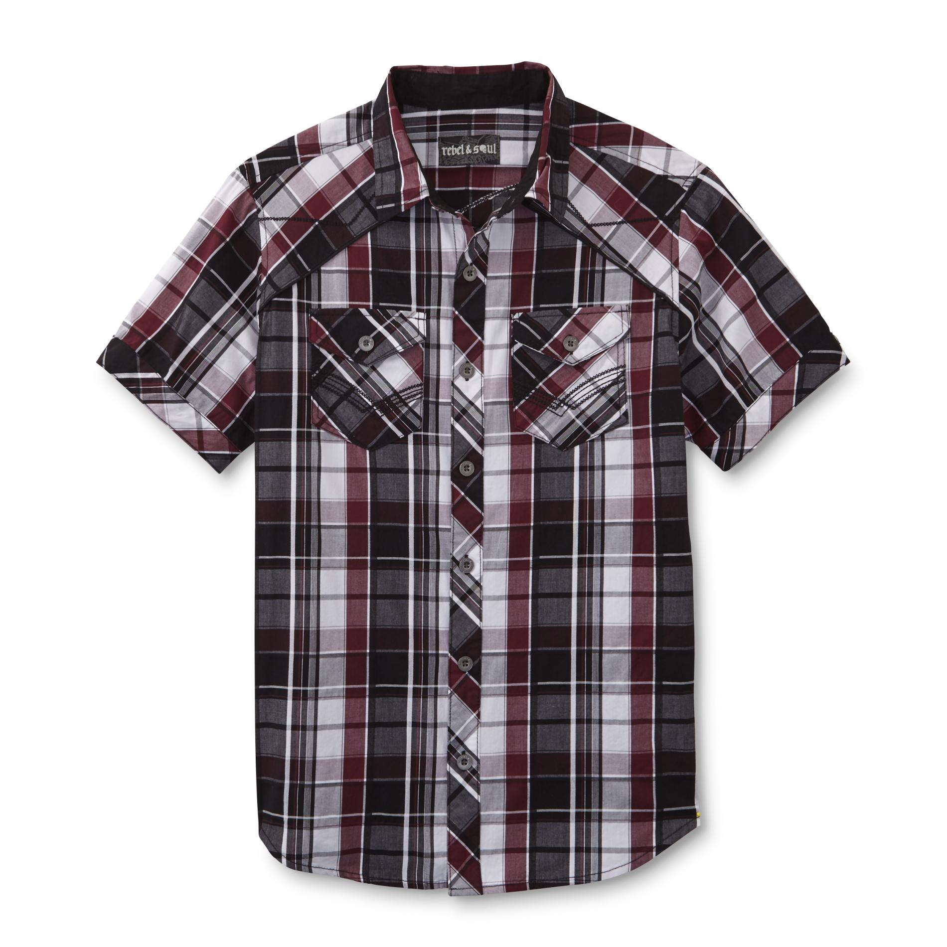 Young Men's Button-Front Shirt - Plaid