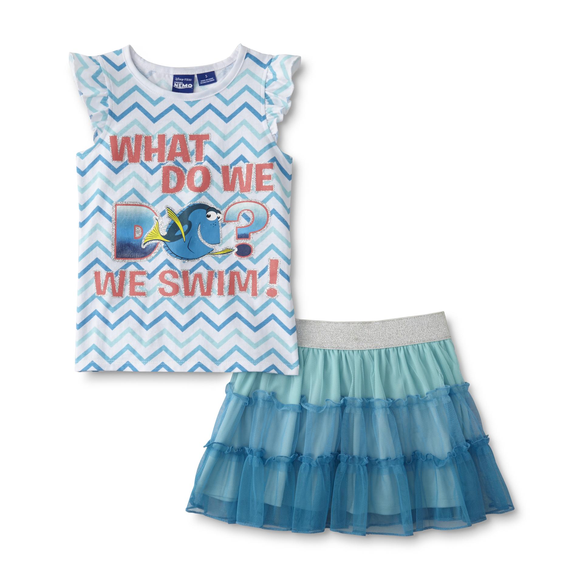 Finding Nemo Girl's Graphic T-Shirt & Tutu Scooter Skirt - Dory