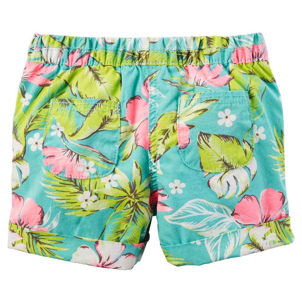 Girl's Poplin Shorts - Tropical Floral