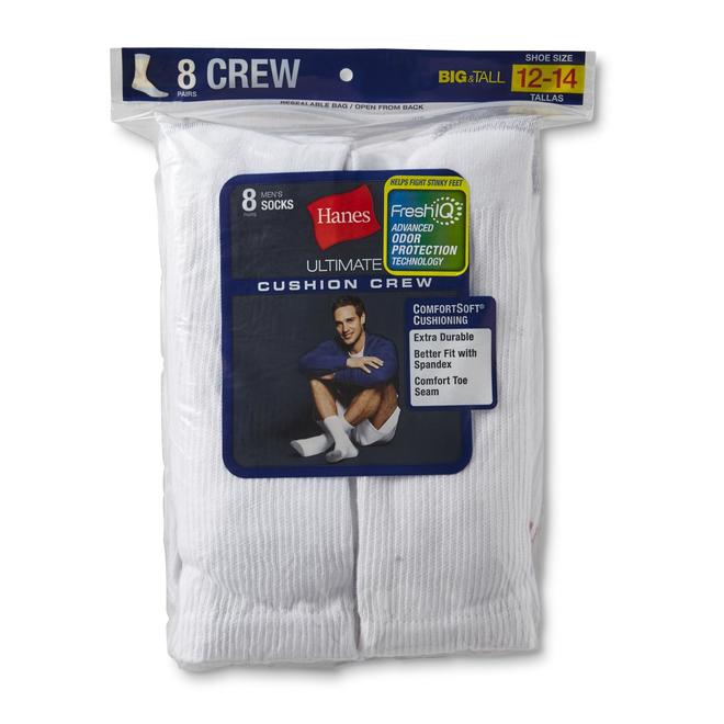 Hanes Men's Big & Tall 8Pairs Ultimate Crew Socks