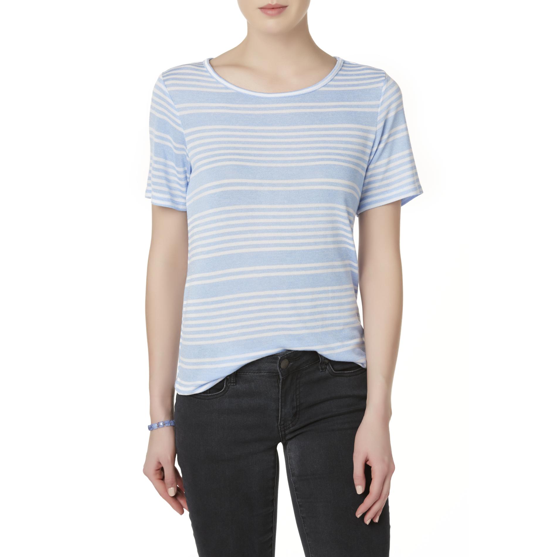 Basic Editions Women's Hacci Knit T-Shirt - Striped, Size: XXL, Rose Smoke Basic Editions Women's Hacci Knit T-Shirt - Striped, Size: XXL, Rose Smoke